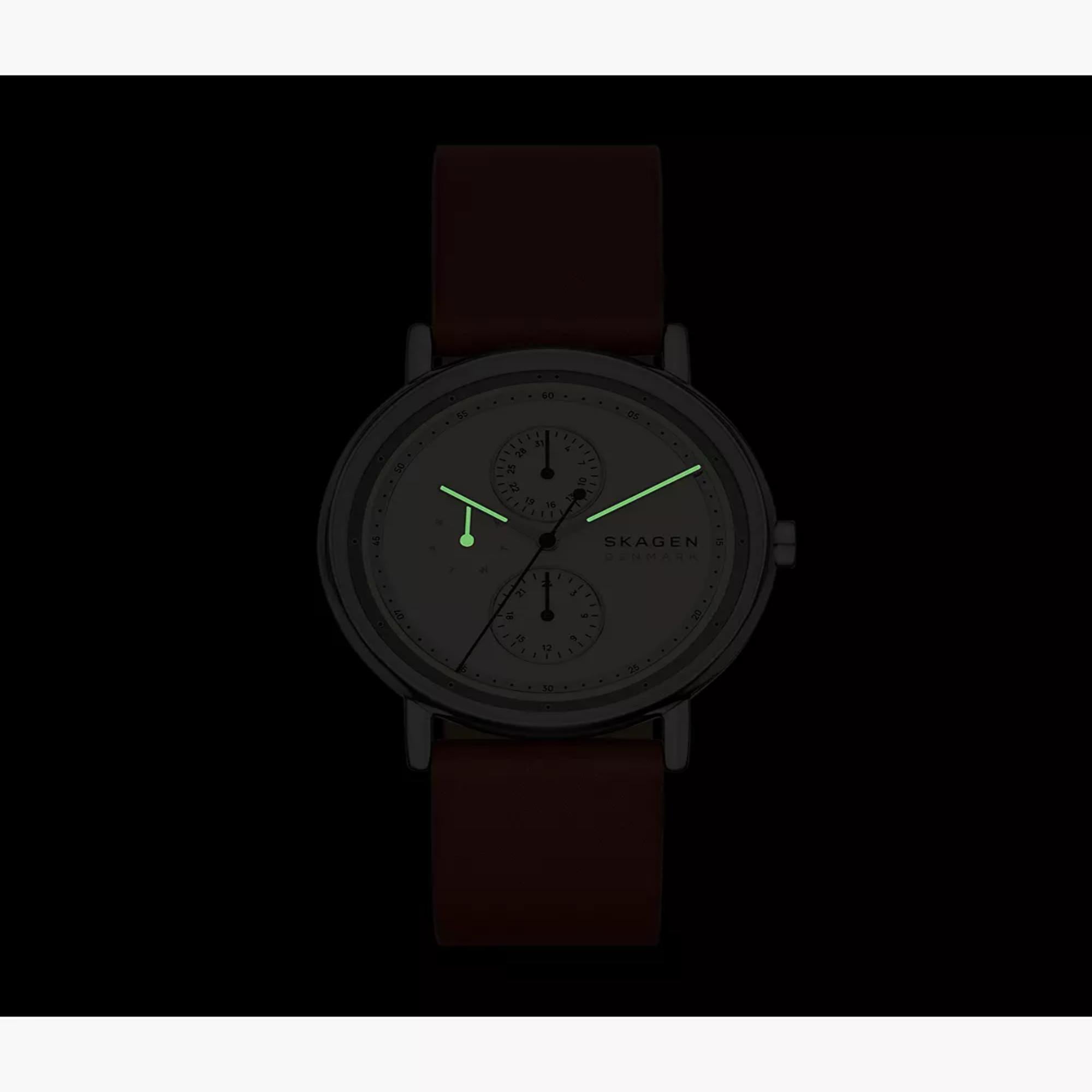 Skagen Signatur Multifunction Cream Dial Leather Strap Men's Watch SKW6942