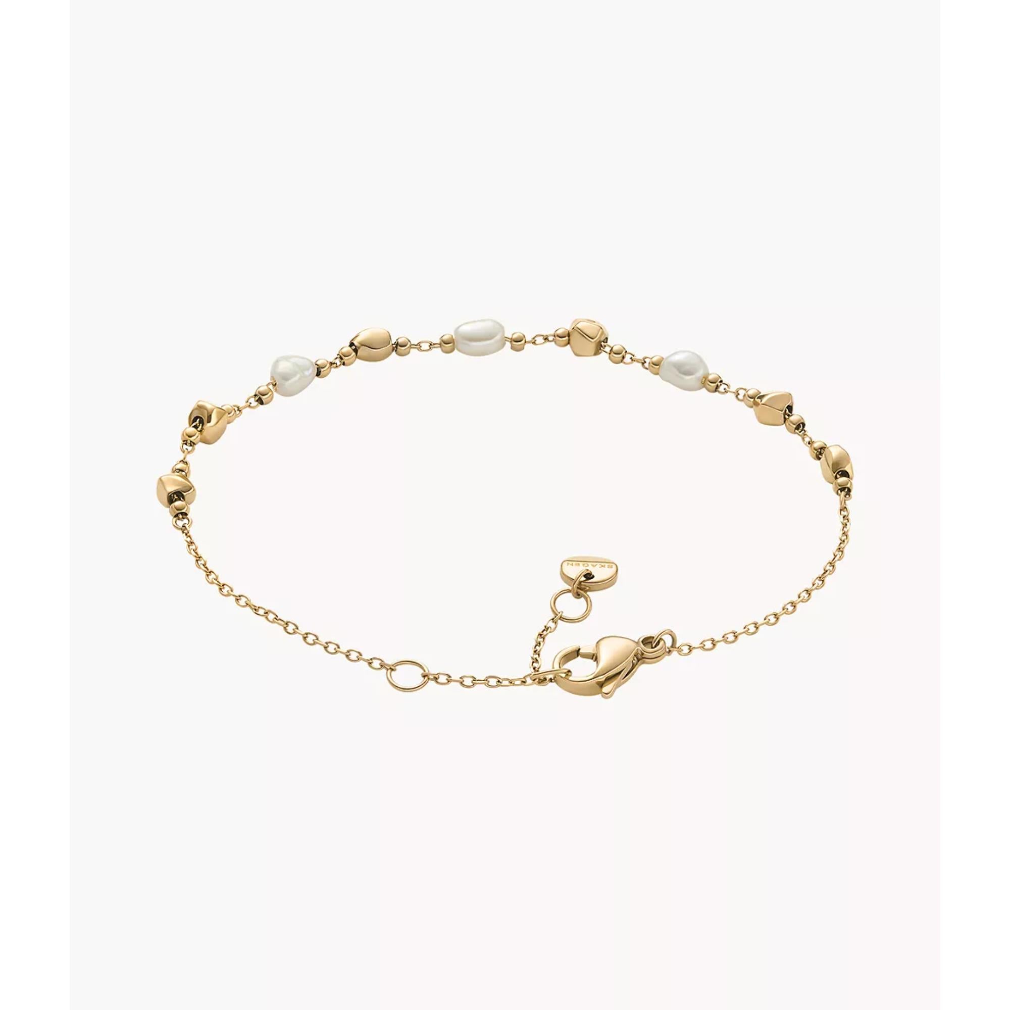 Skagen Agnethe Pearl Gold-Tone Stainless Steel Women's Bracelet SKJ1880710