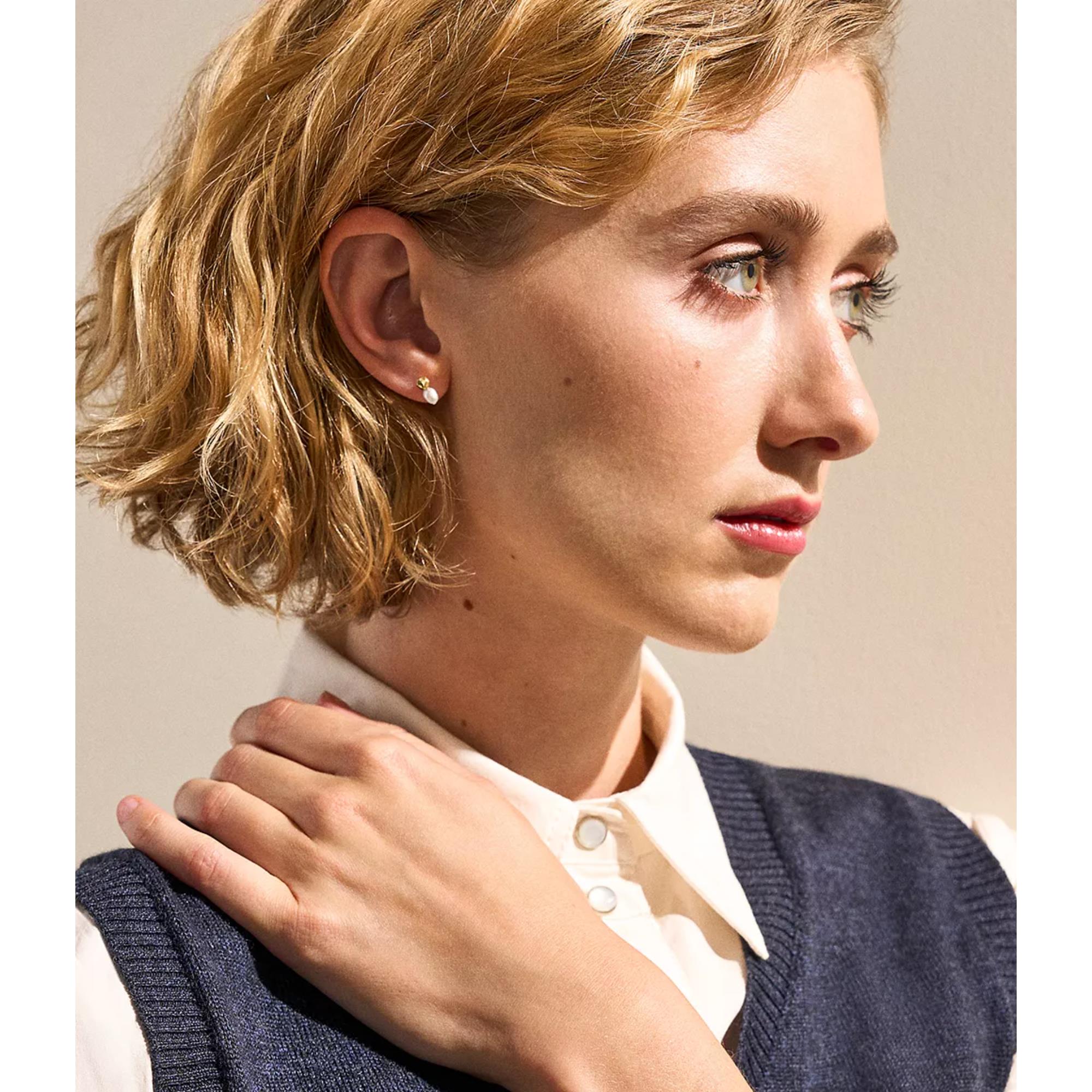Skagen Agnethe Pearl Gold-Tone Stainless Steel Stud Women's Earrings SKJ1881710