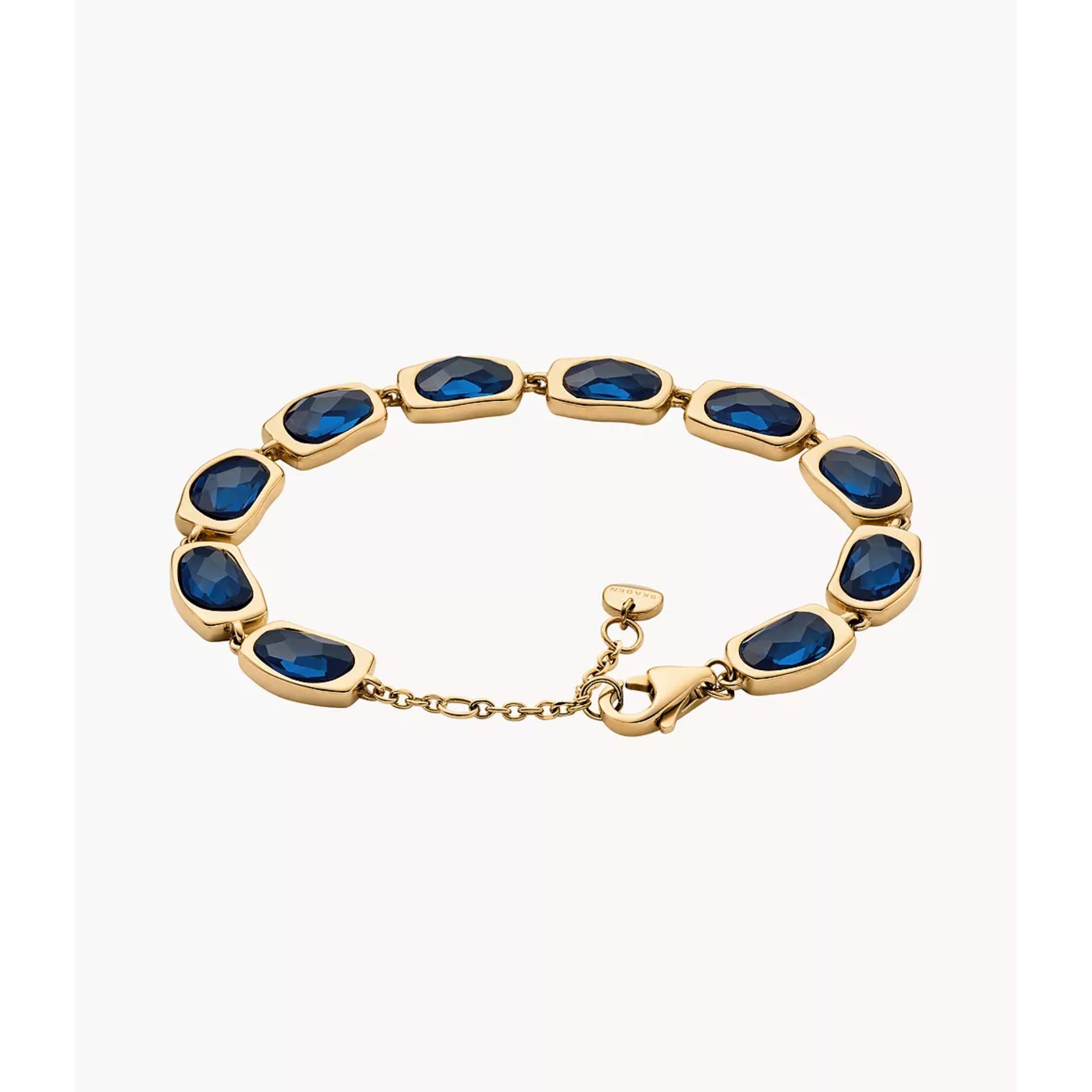 Skagen Sofie Sea Glass Gold-Tone Stainless Steel Link Women's Bracelet SKJ1888710