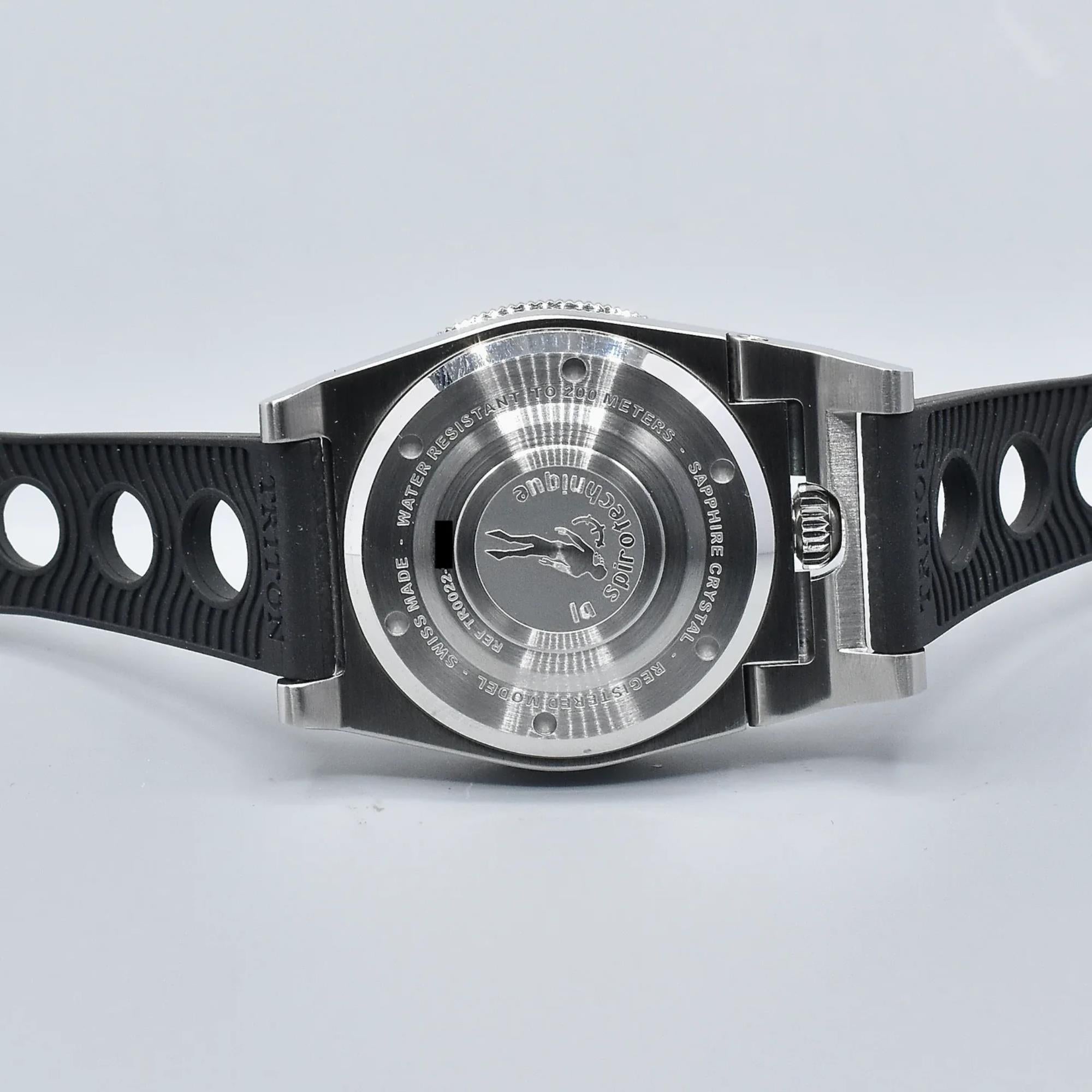 Triton Spirotechnique Sport Black Dial Automatic Rubber Strap Men's Dive Watch