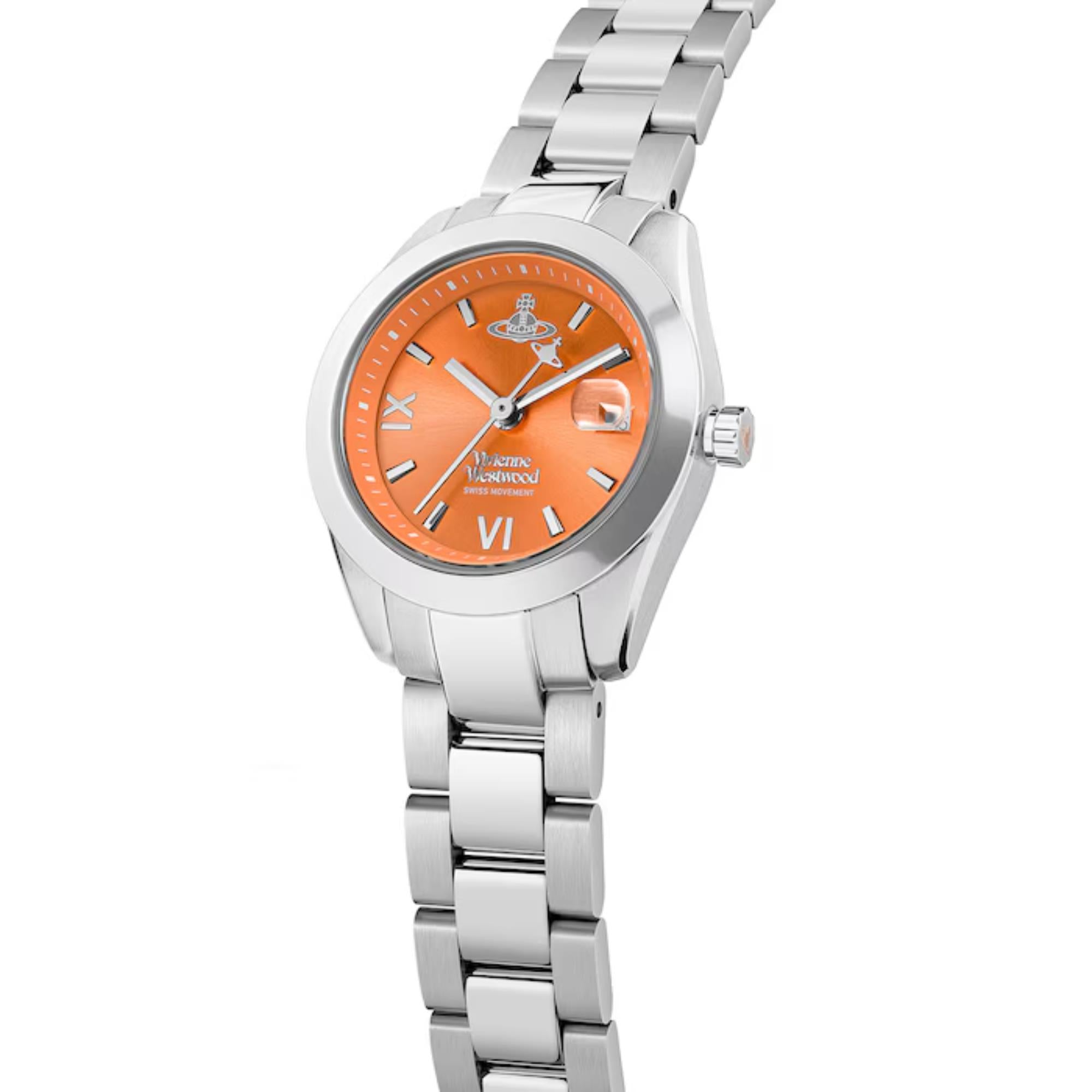 Vivienne Westwood Fenchurch Quartz Orange Dial Steel Strap Women's Watch VV292ORSL