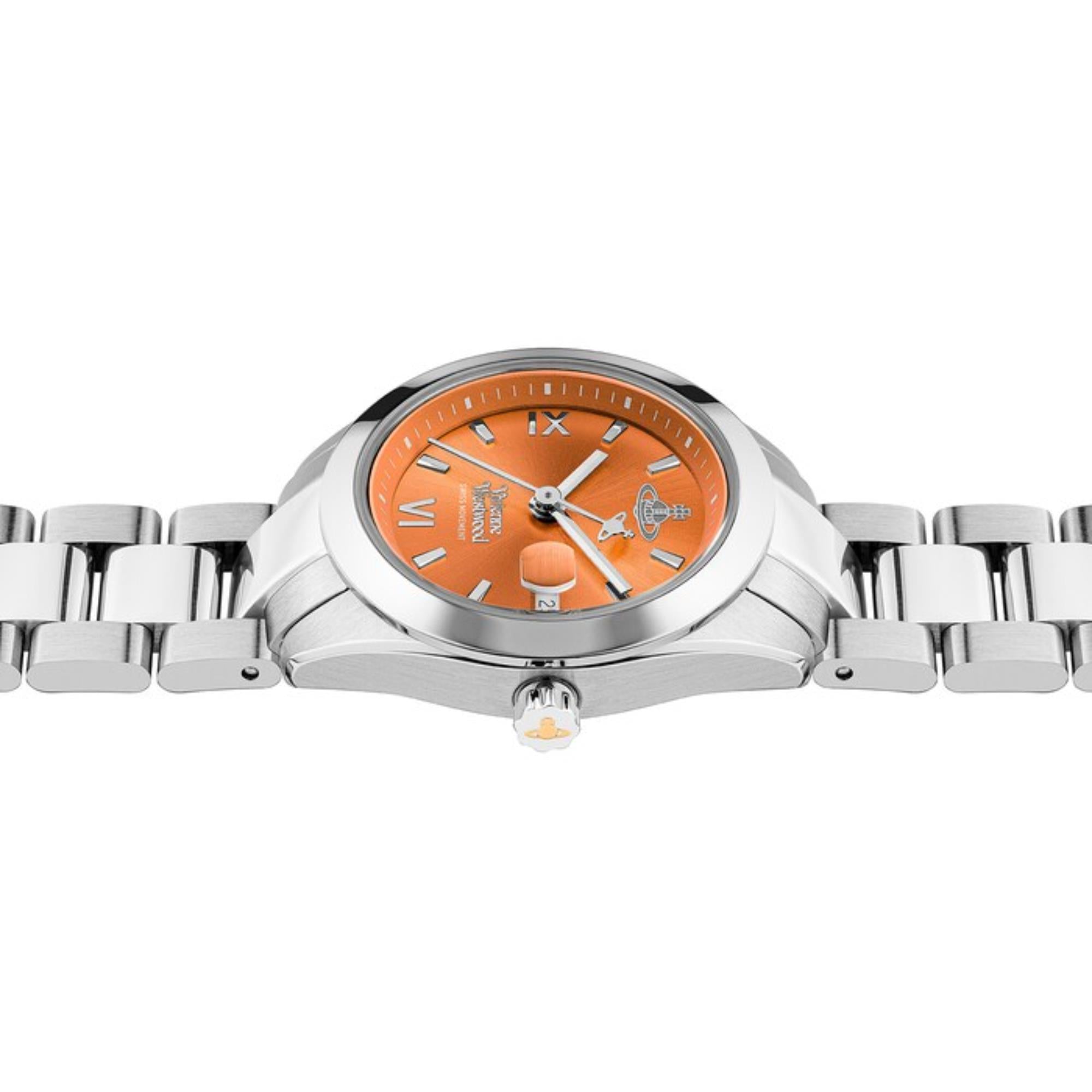 Vivienne Westwood Fenchurch Quartz Orange Dial Steel Strap Women's Watch VV292ORSL