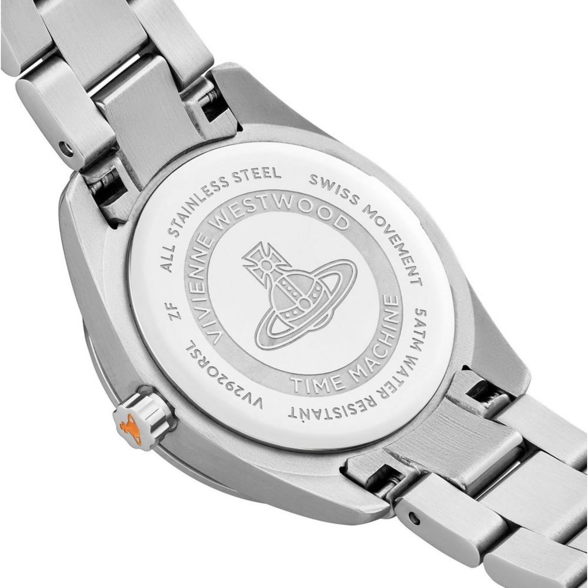 Vivienne Westwood Fenchurch Quartz Orange Dial Steel Strap Women's Watch VV292ORSL