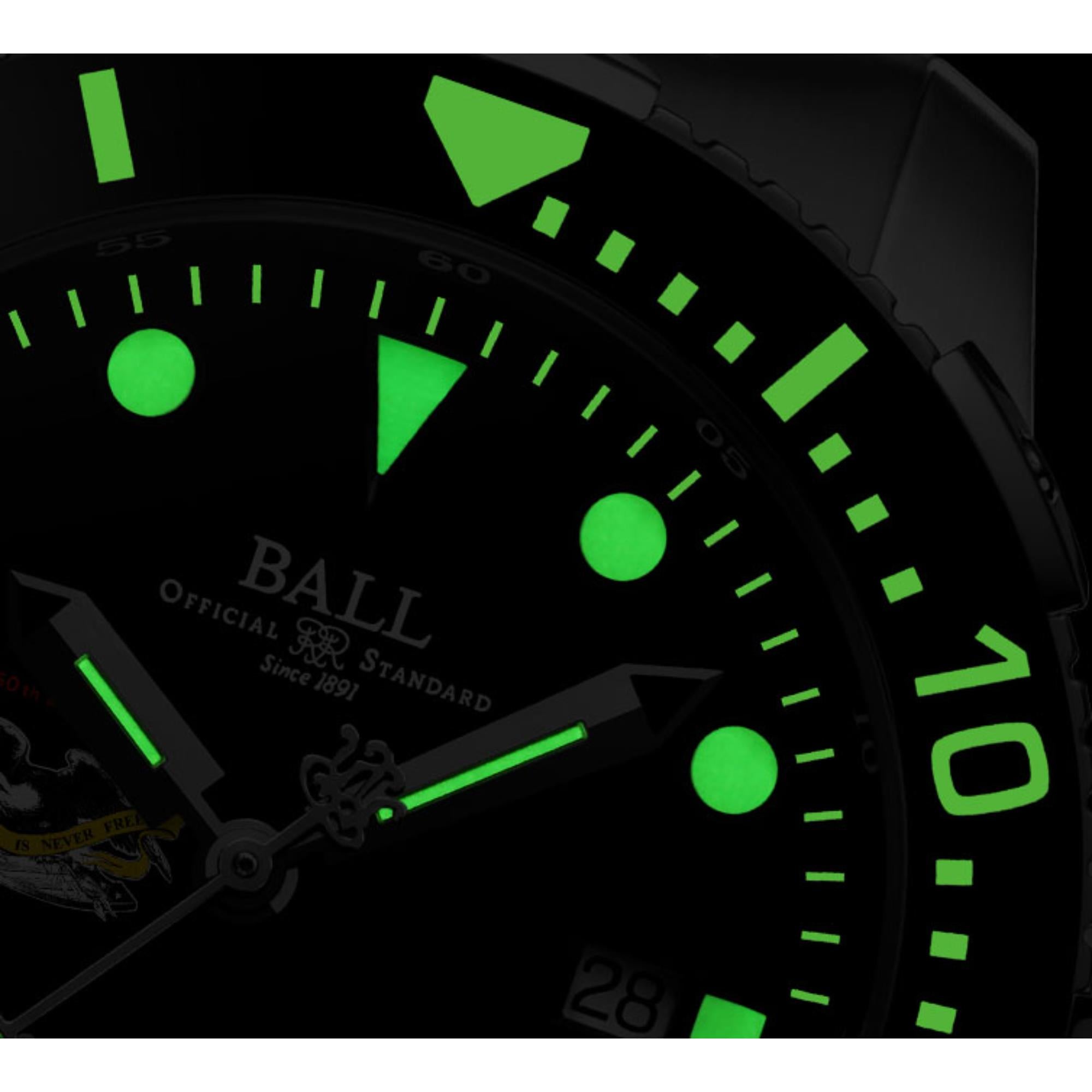 BALL Engineer Hydrocarbon Limited Edition DeepQUEST Protector Green Dial Steel Strap Men's Watch DM3002A-S10C-GR