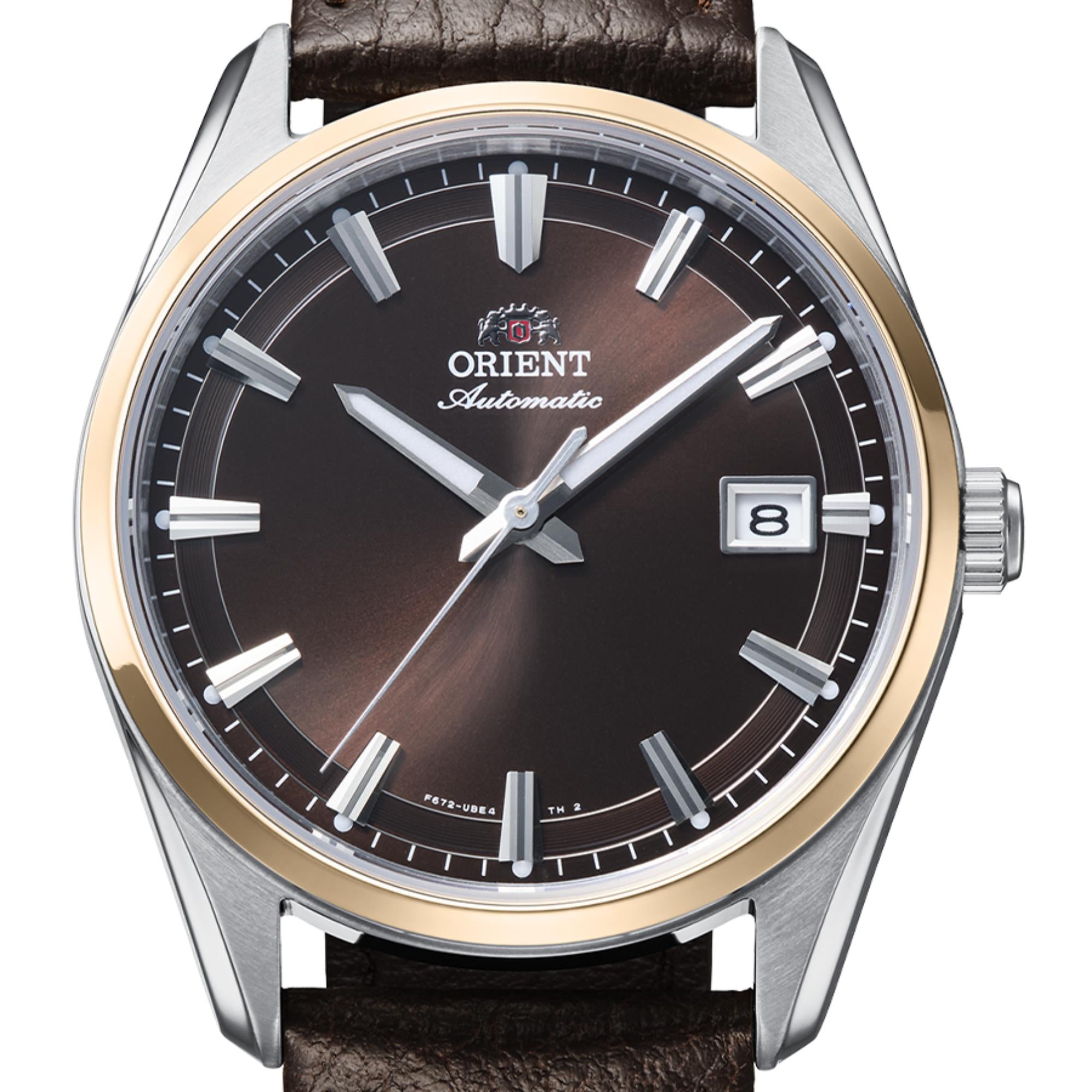 Orient Contemporary Stretto Date Automatic Brown Dial Leather Strap Men's Watch RA-AC0R03Y30B
