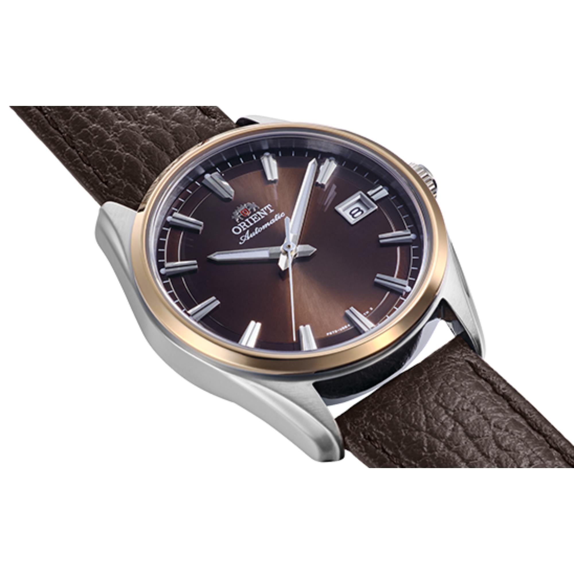 Orient Contemporary Stretto Date Automatic Brown Dial Leather Strap Men's Watch RA-AC0R03Y30B