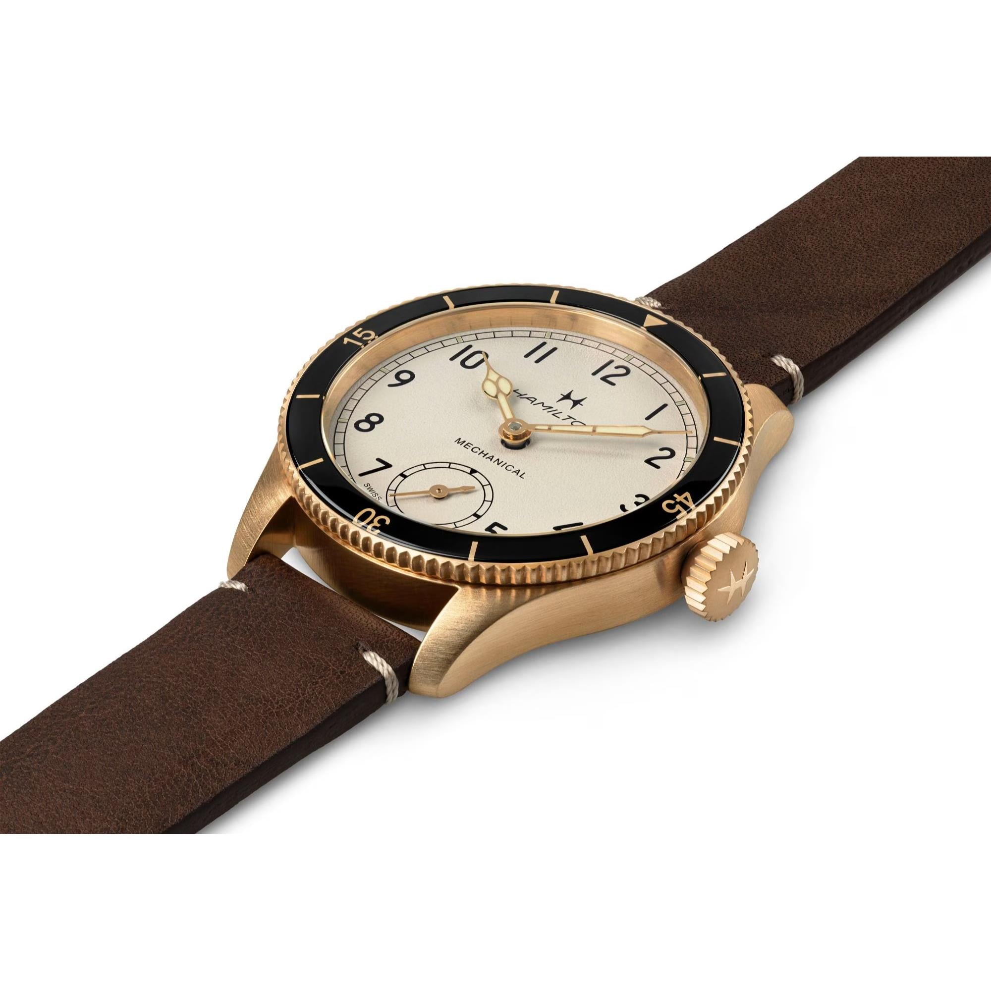 Hamilton Khaki Aviation Pilot Pioneer Mechanical White Dial Leather Strap Men's Watch H76709510