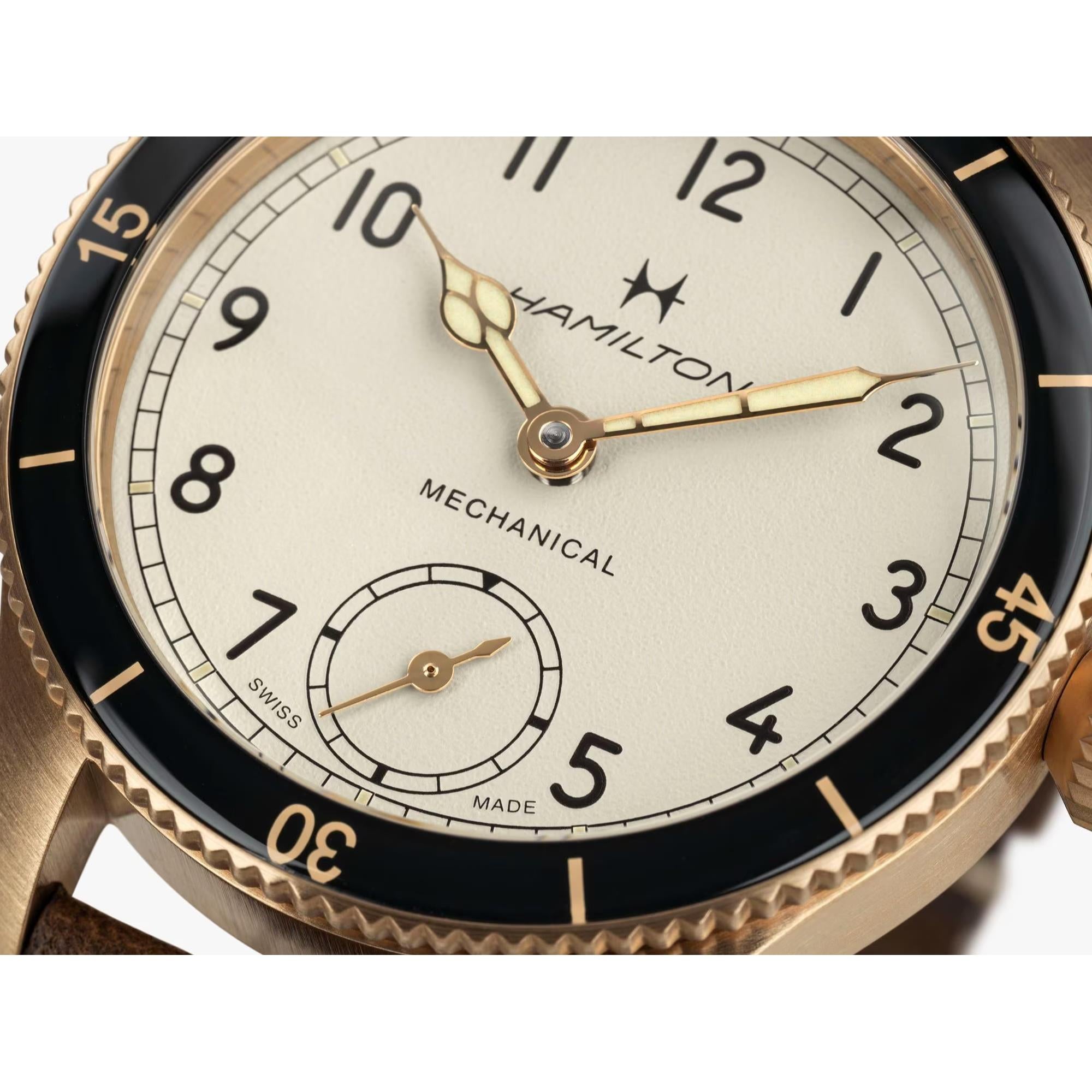 Hamilton Khaki Aviation Pilot Pioneer Mechanical White Dial Leather Strap Men's Watch H76709510