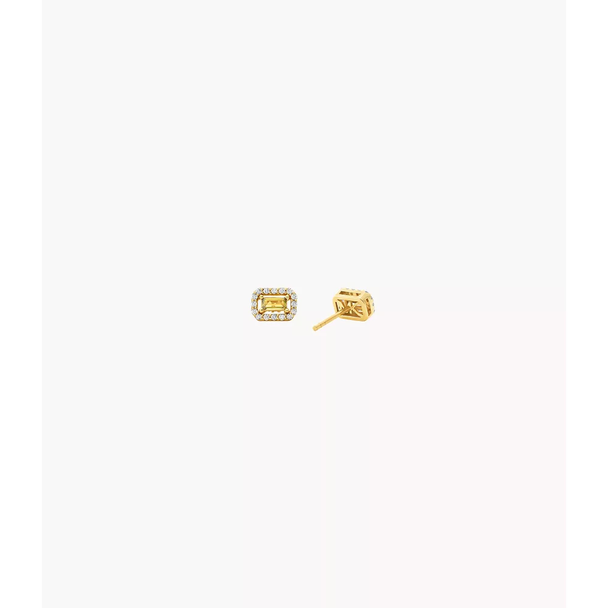 Michael Kors 14k Gold-Plated Sterling Silver Emerald Cut Stud Women's Earrings MKC1825710