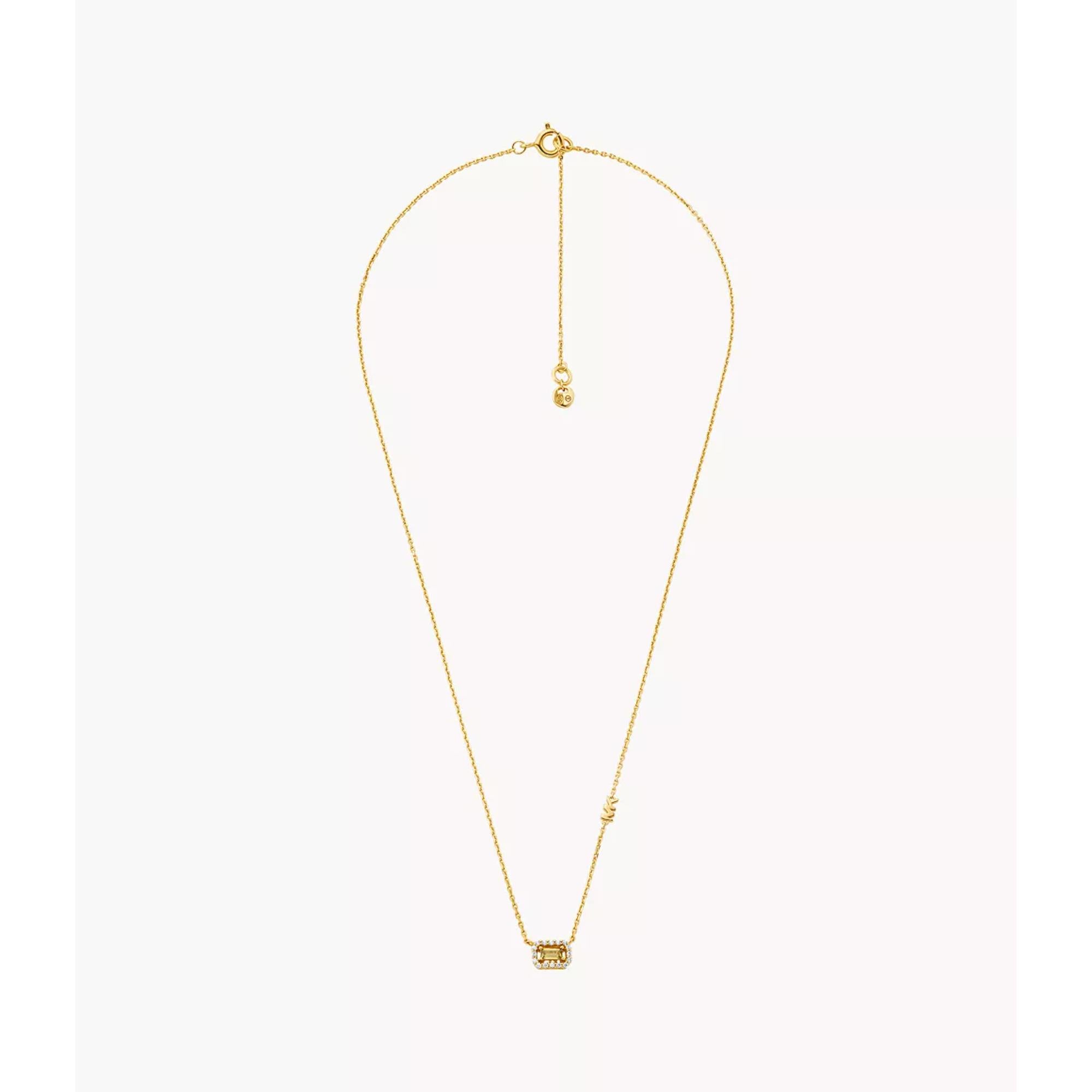Michael Kors 14k Gold-Plated Sterling Silver Emerald Cut Pendant Women's Necklace MKC1835710