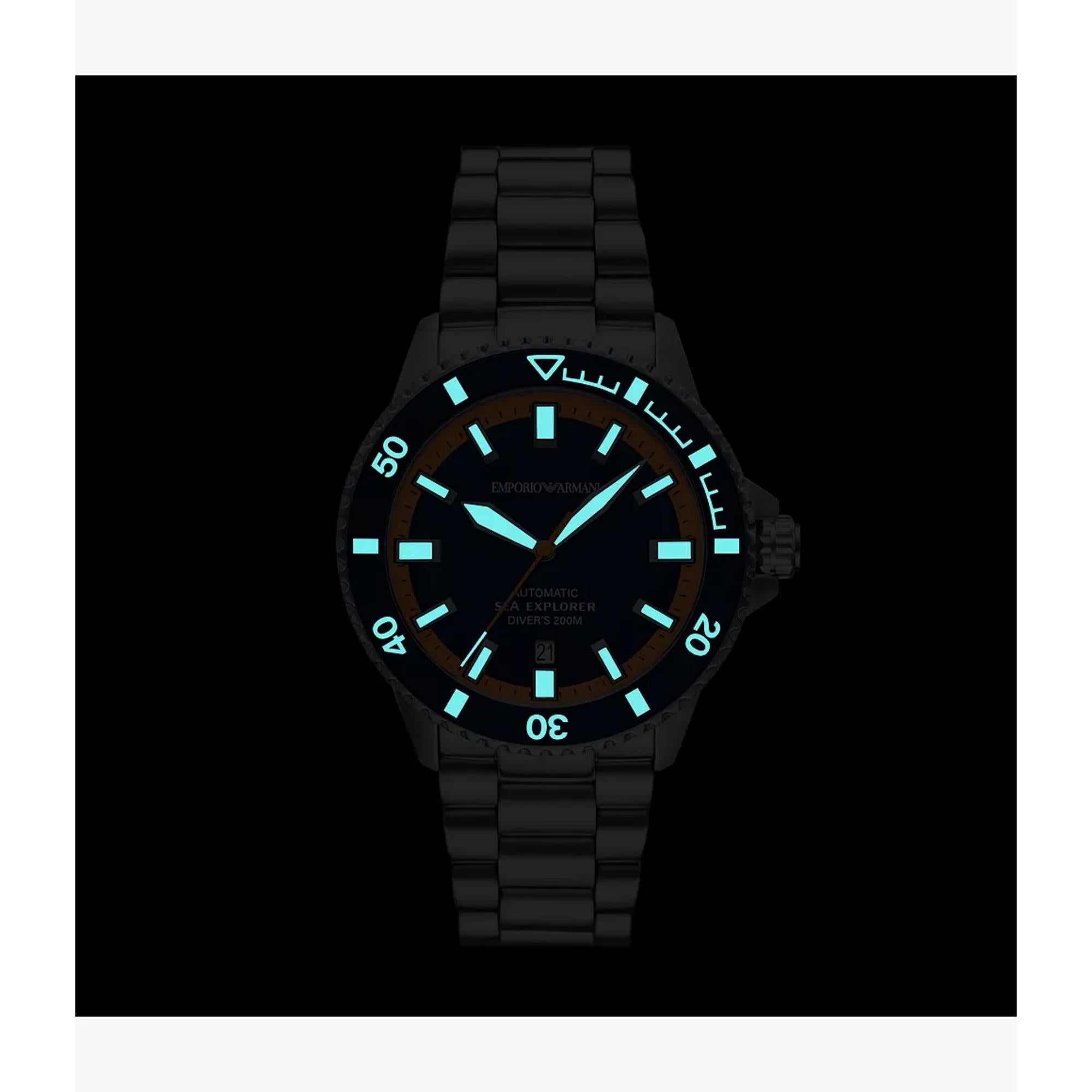 Emporio Armani Sea Explorer Automatic Blue Dial Steel Strap Men's Watch AR60090