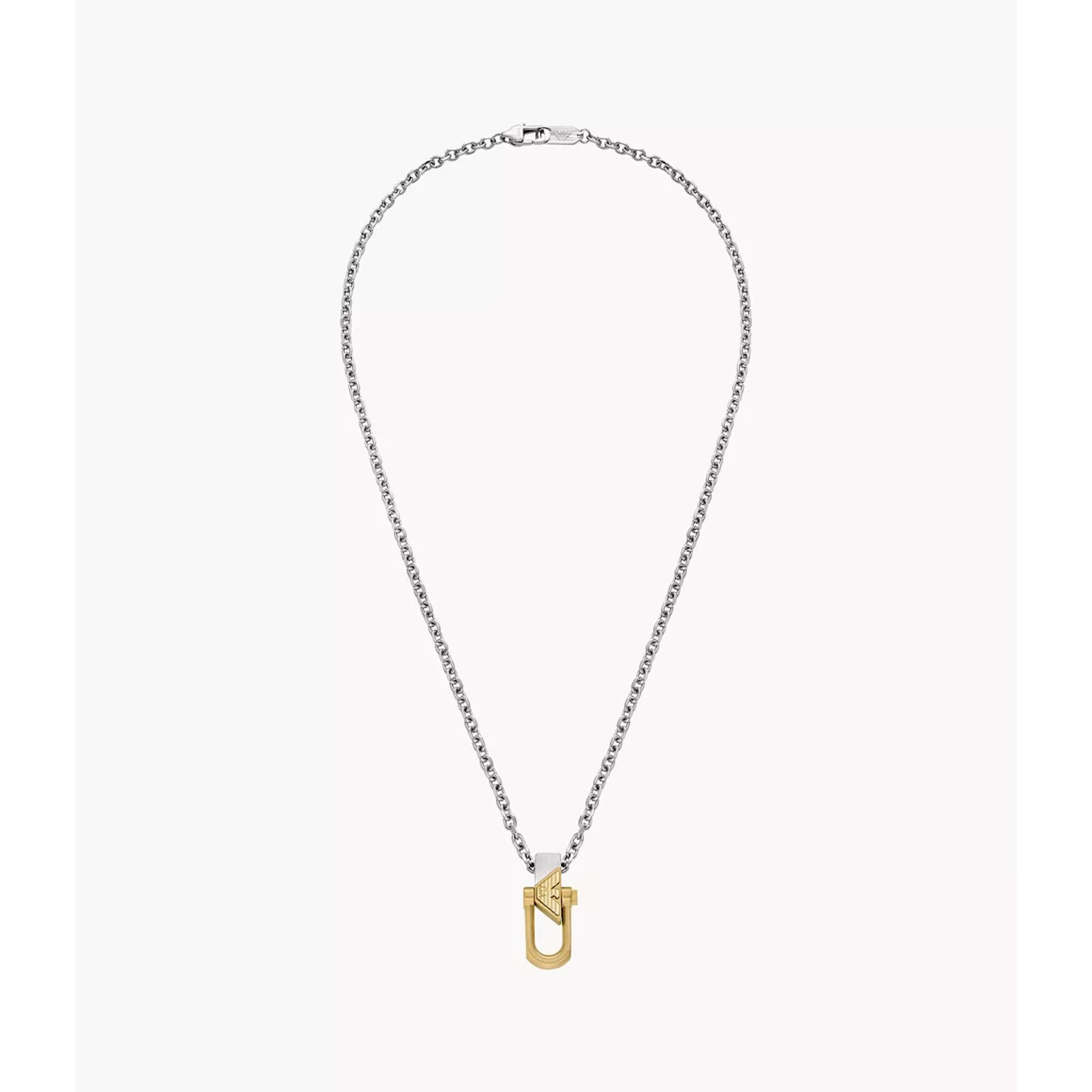 Emporio Armani Two-Tone Stainless Steel Pendant Men's Necklace EGS3243040