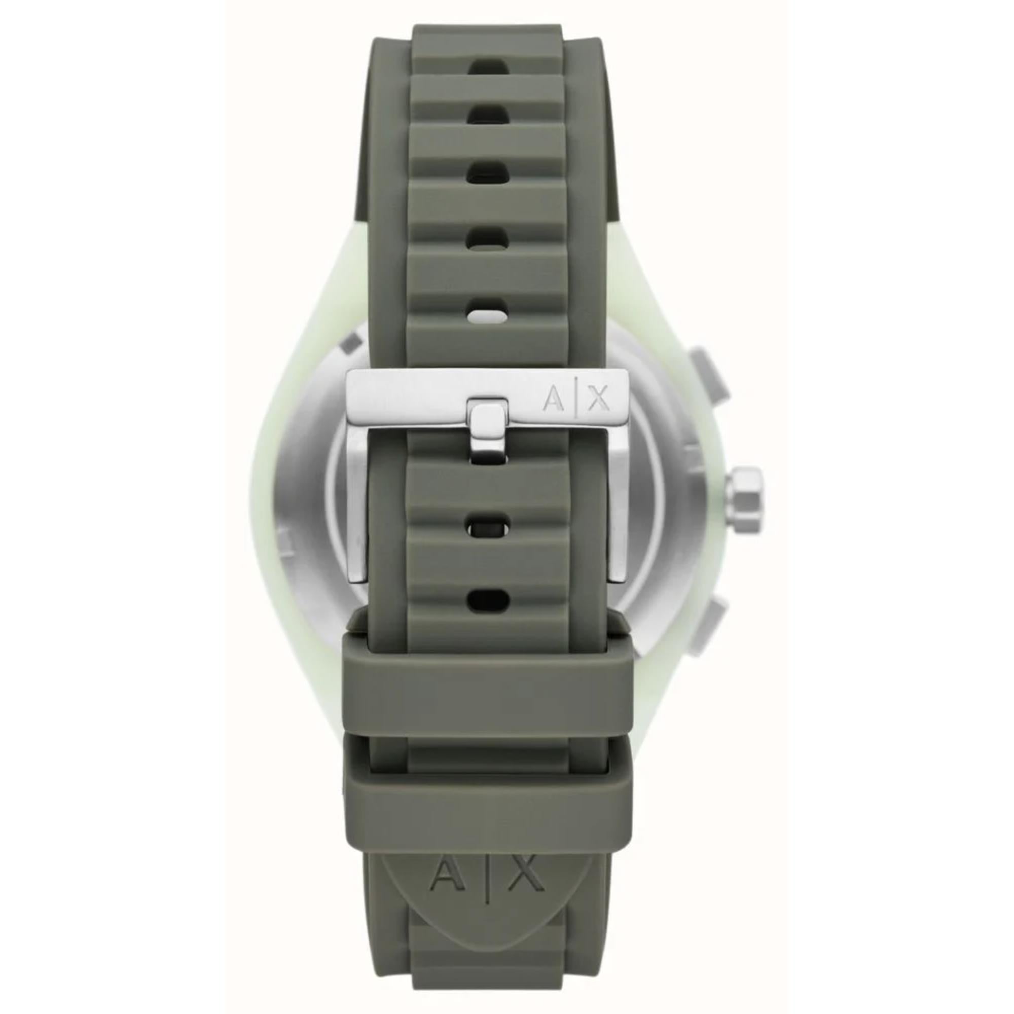 Armani Exchange Sync Chronograph Quartz Khaki Green Dial Silicone Strap Men's Watch AX4171