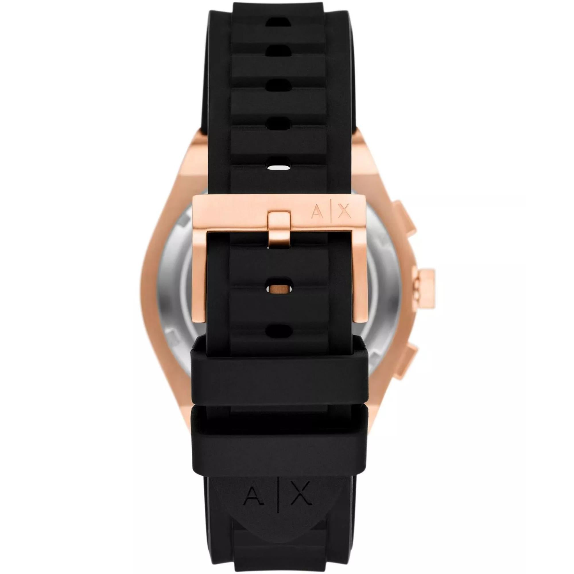 Armani Exchange Sync Chronograph Quartz Black Dial Silicone Strap Men's Watch AX4190