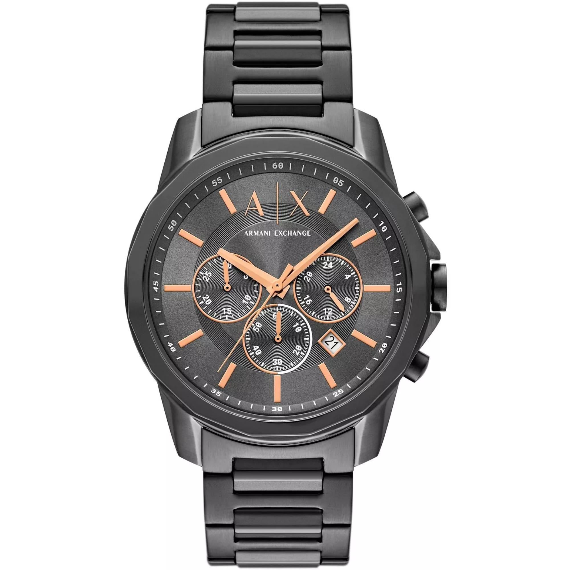 Armani Exchange Banks Chronograph Quartz Grey Dial Steel Strap Men's Watch AX7170SET