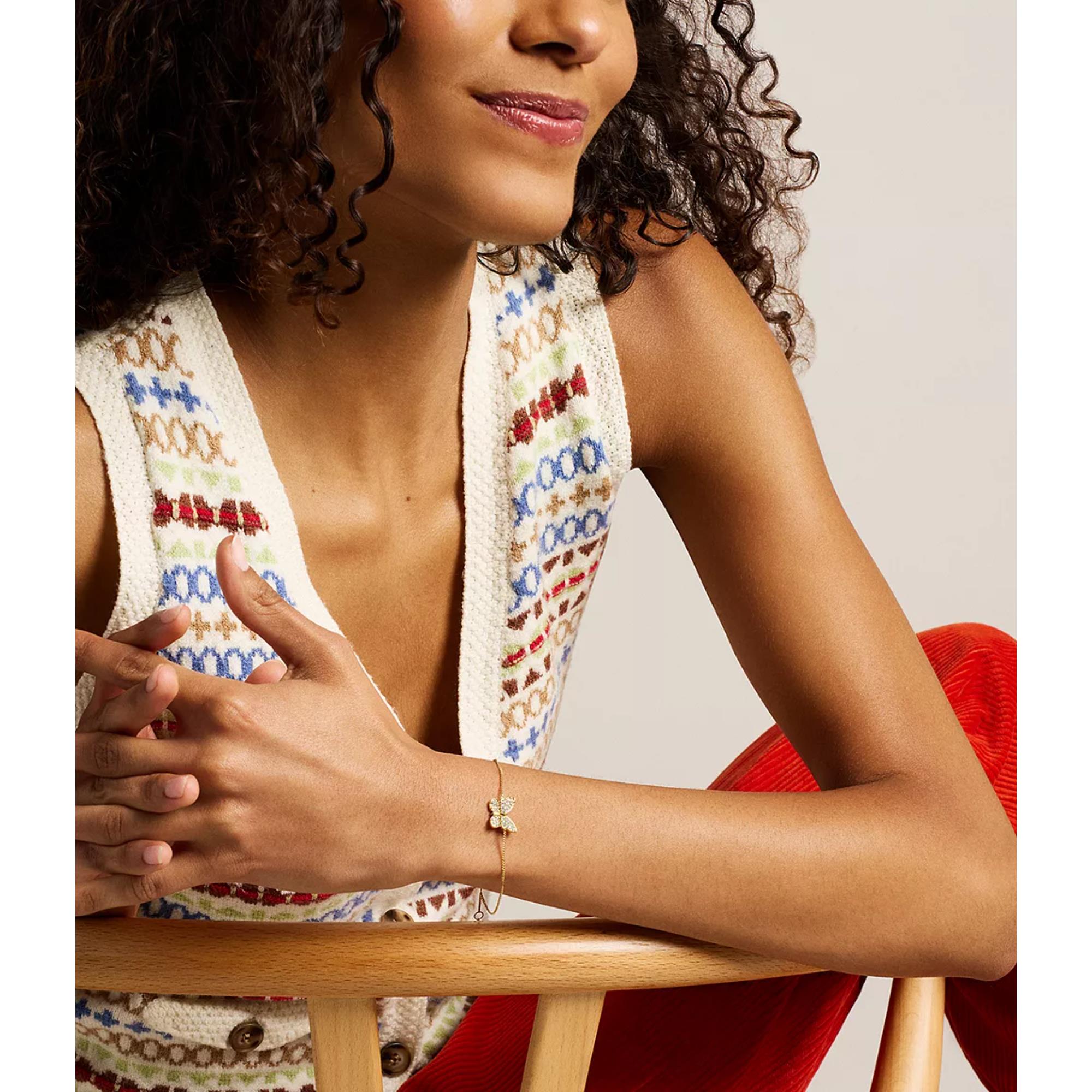 Fossil Sutton Pavé Butterfly Gold-Tone Stainless Steel Women's Bracelet JF04921710