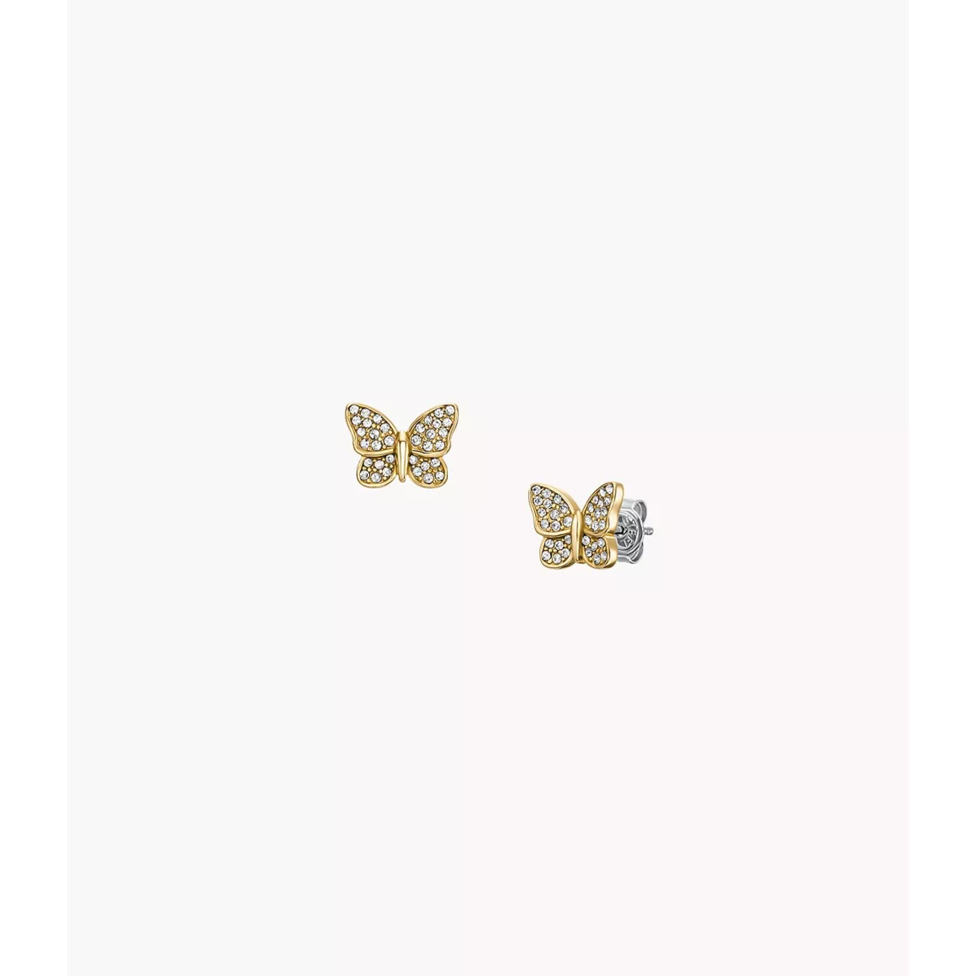 Fossil Sutton Pavé Butterfly Gold-Tone Stainless Steel Stud Women's Earrings JF04922710