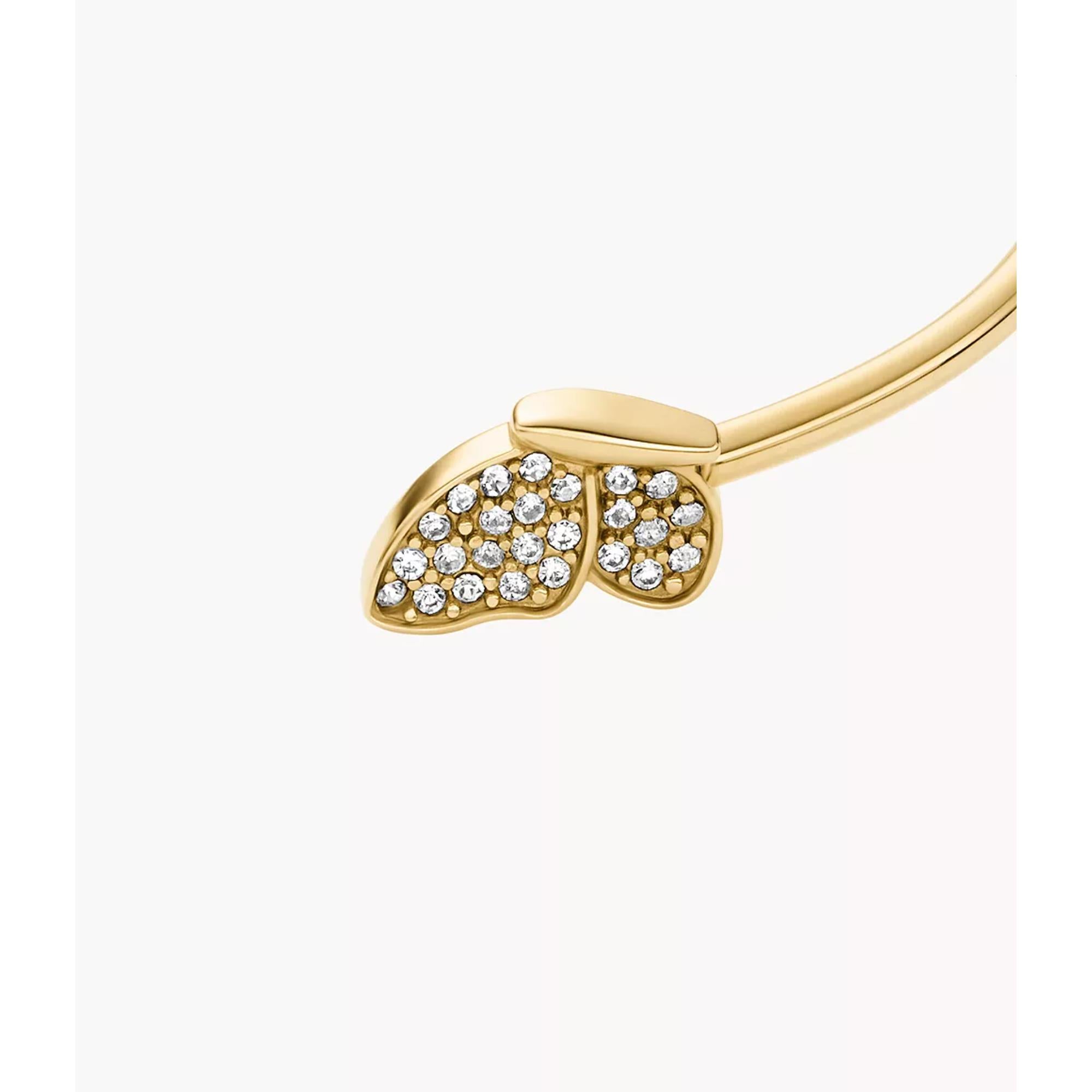 Fossil Sutton Pavé Butterfly Gold-Tone Stainless Steel Cuff Women's Bracelet JF04923710