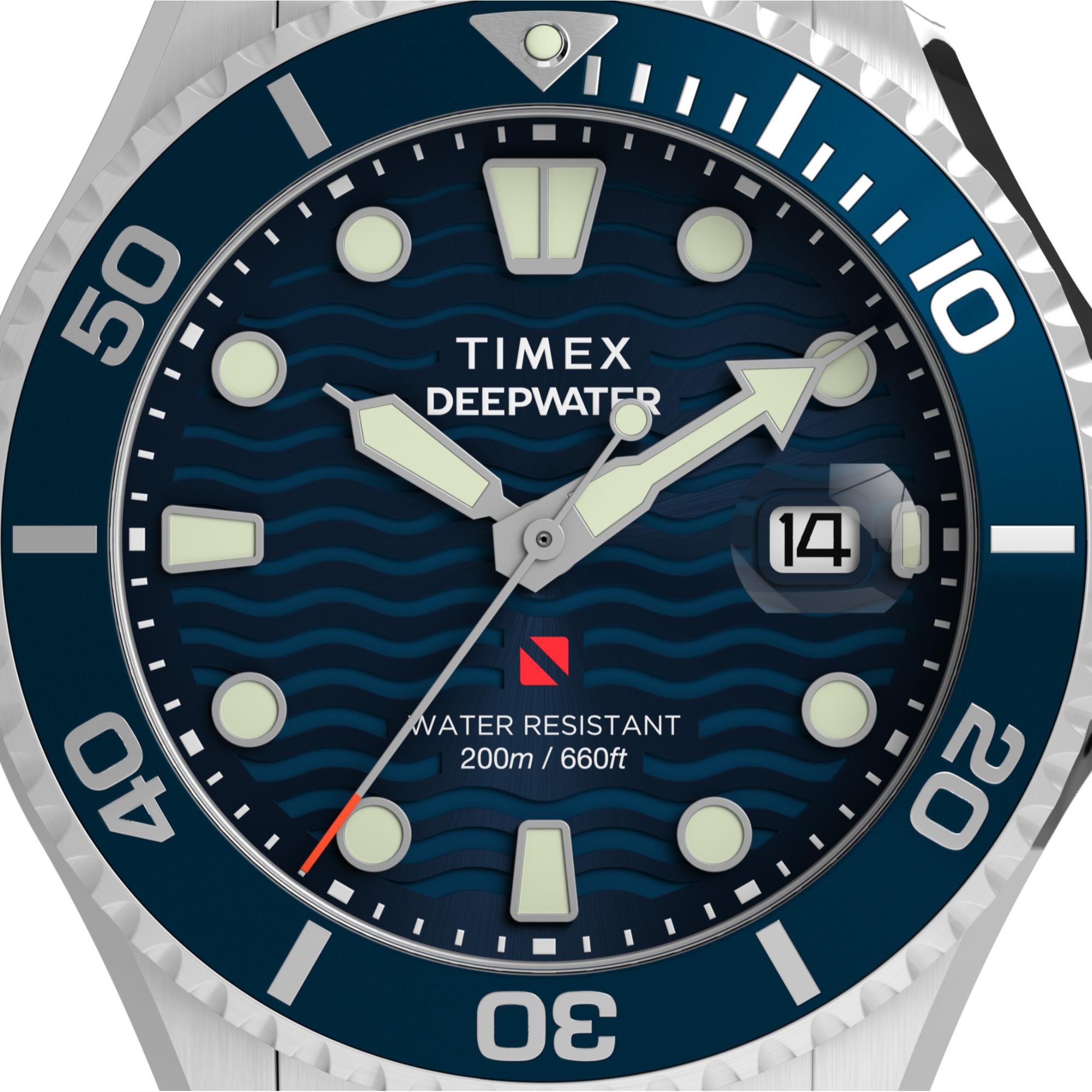 Timex Deepwater Meridian Quartz Blue Dial Steel Strap Men's Watch TW2W81900