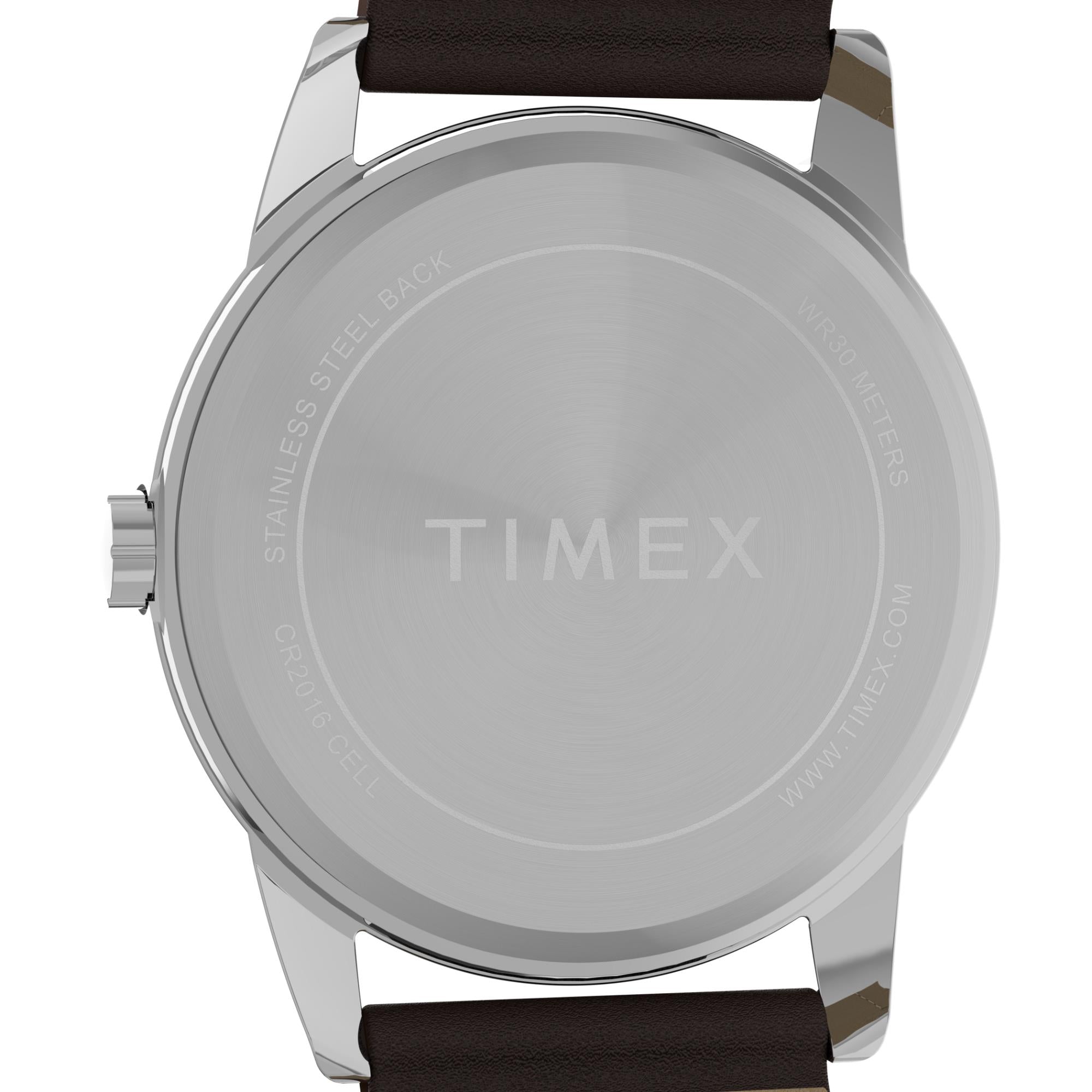 Timex Easy Reader Classic Quartz White Dial Leather Strap Men's Watch TW2Y12600