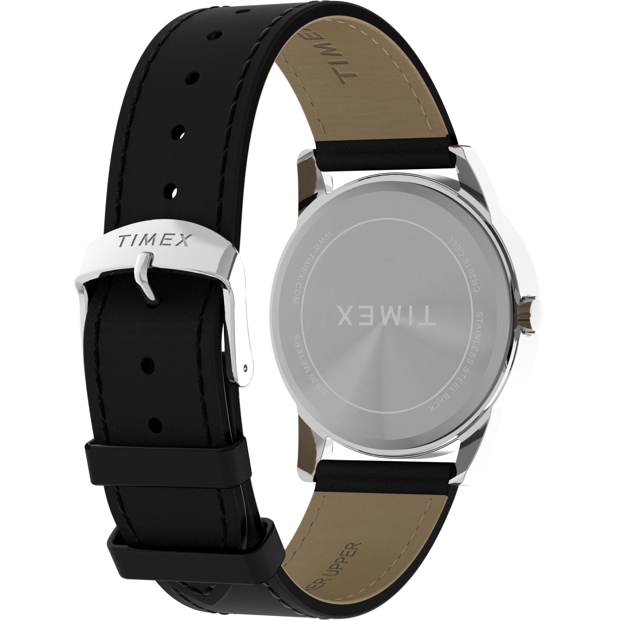 Timex Easy Reader Classic Quartz Black Dial Leather Strap Men's Watch TW2Y12800