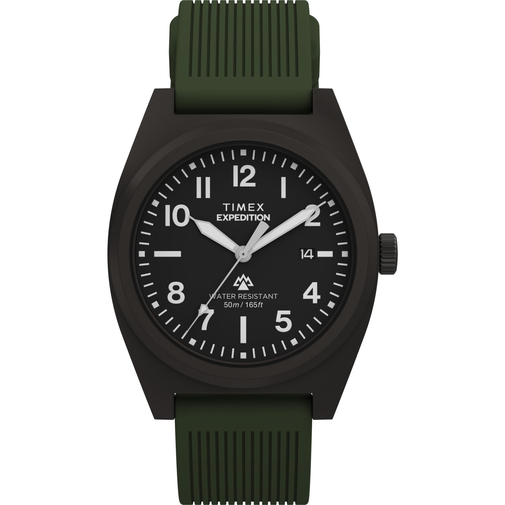 Timex Expedition 39mm Black Dial Green Silicone Watch TW2Y18000