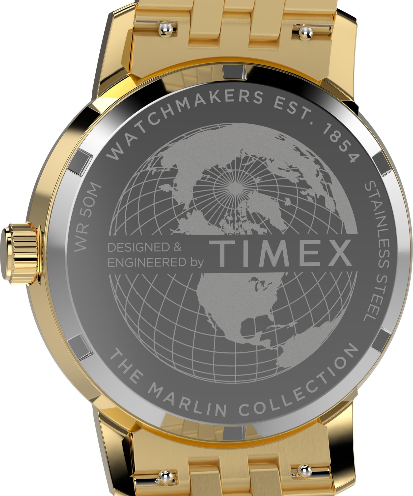 Timex Marlin Quartz GMT Black Dial Steel Strap Men's Watch TW2Y47700