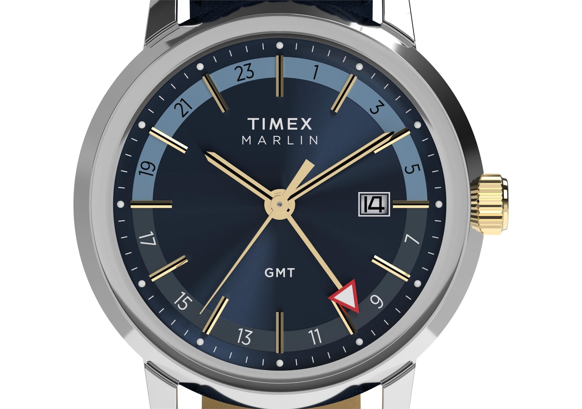 Timex Marlin Quartz GMT Blue Dial Leather Strap Men's Watch TW2Y47900