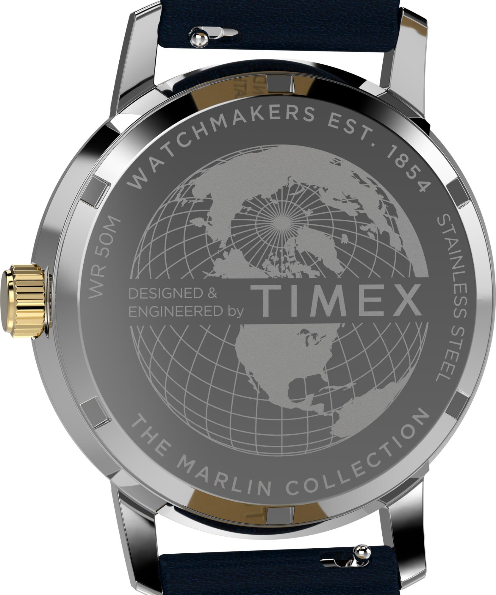 Timex Marlin Quartz GMT Blue Dial Leather Strap Men's Watch TW2Y47900