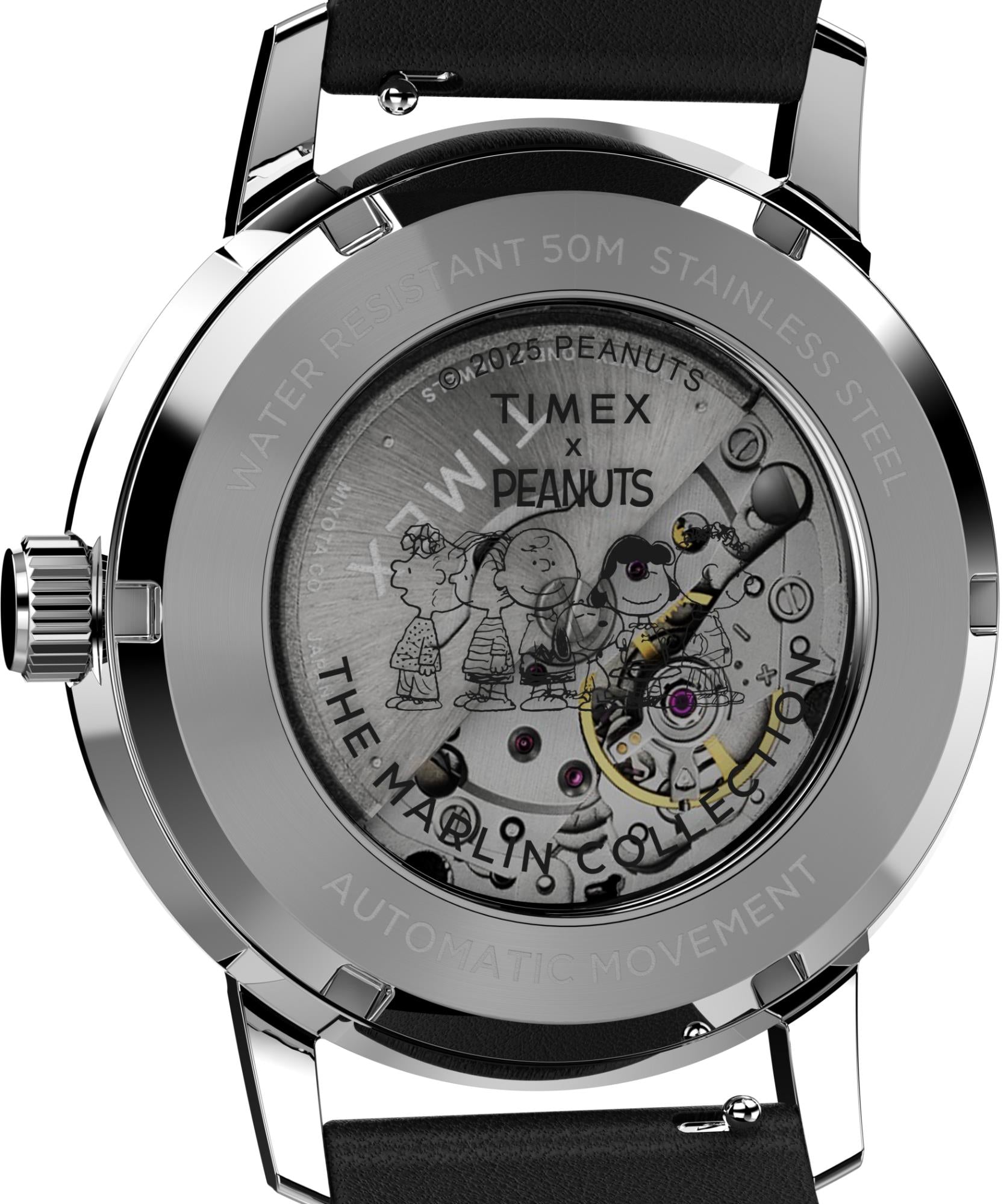 Timex X Peanuts Automatic Silver Dial Leather Strap Men's Watch TW2W87200