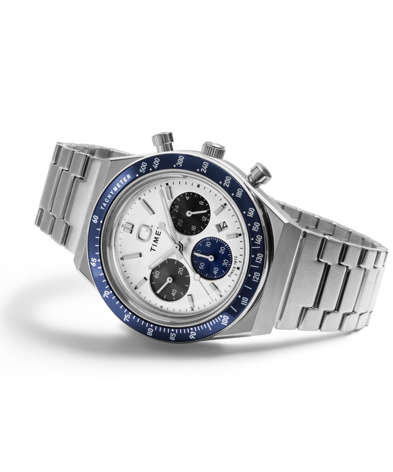 Timex Q Chronograph Quartz White Dial Steel Strap Men's Watch TW2Y36200