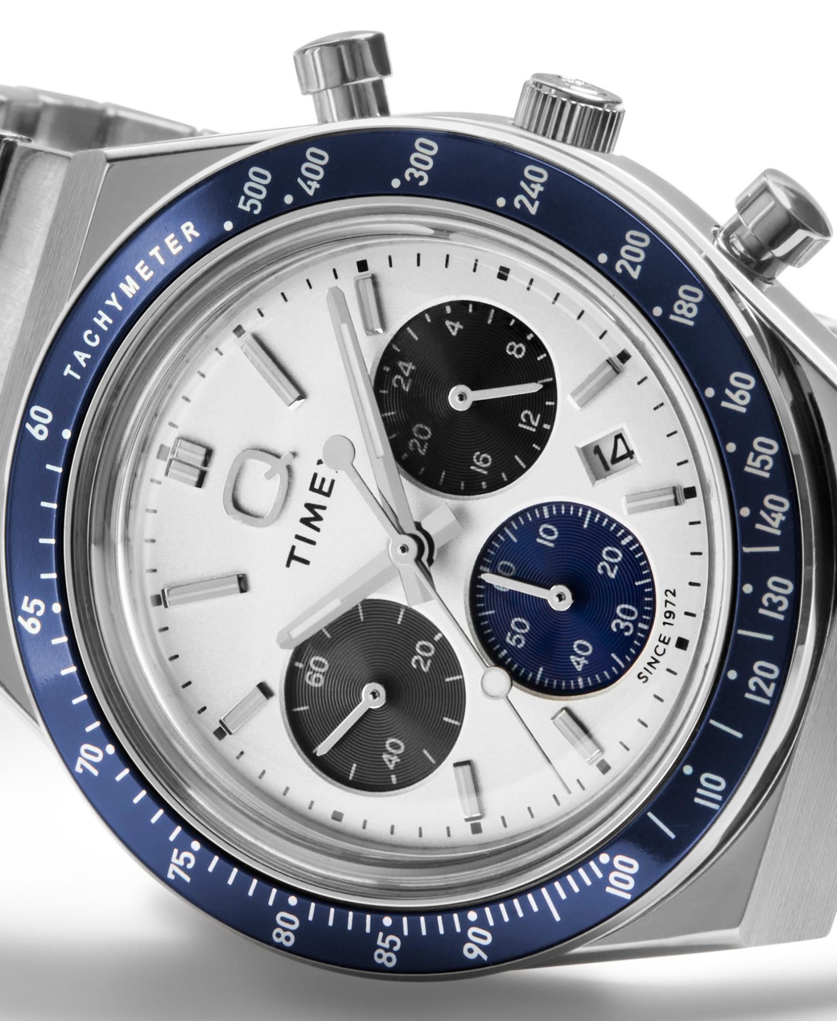 Timex Q Chronograph Quartz White Dial Steel Strap Men's Watch TW2Y36200