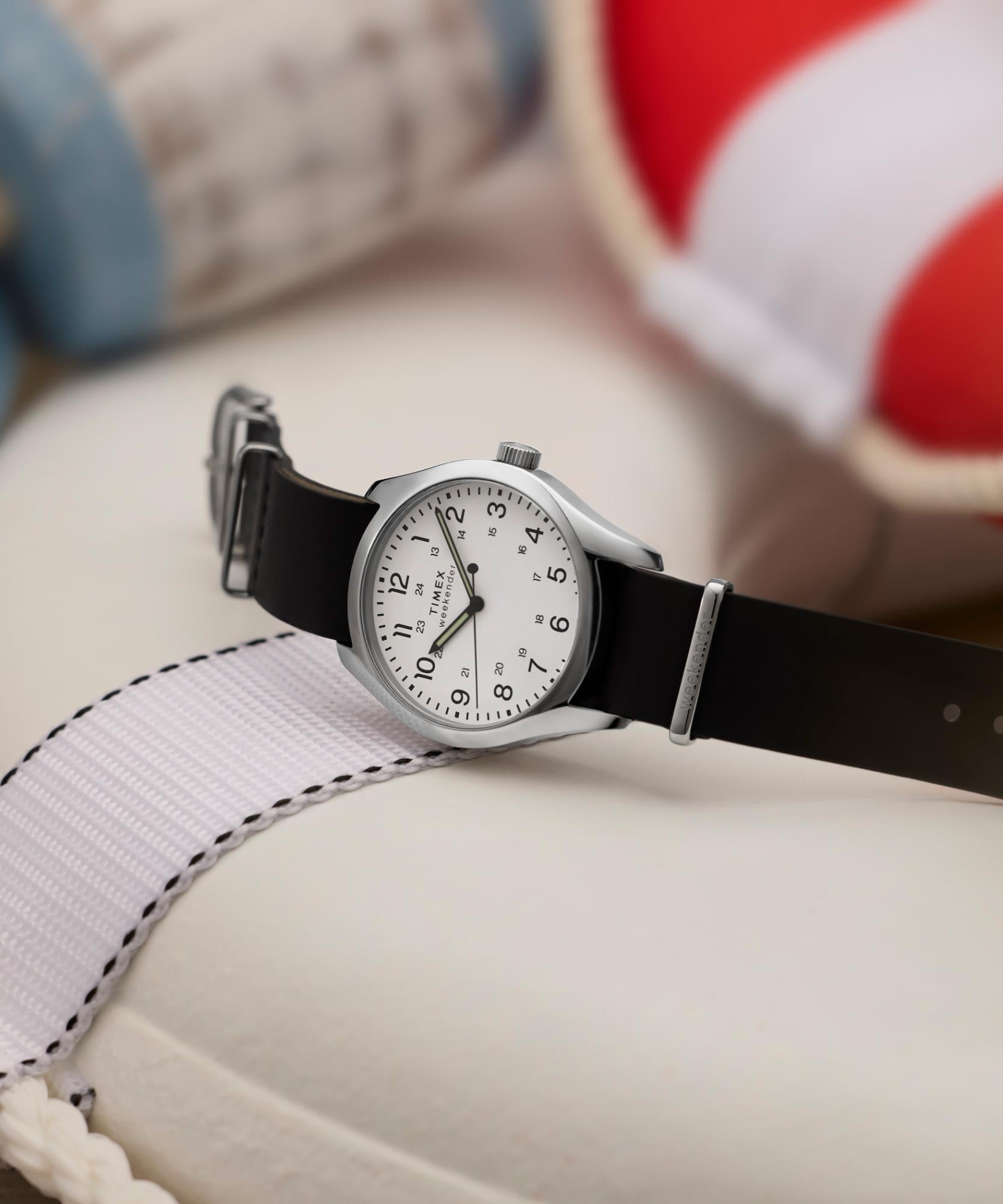 Timex Weekender Quartz White Dial Leather Strap Men's Watch TW2Y35900