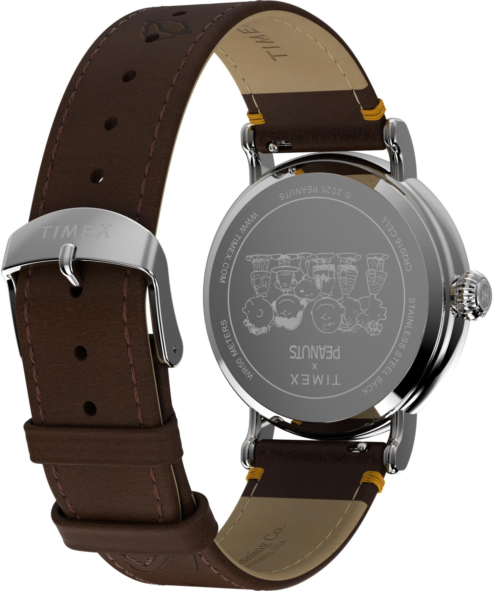 Timex X Peanuts Thanksgiving Quartz White Dial Leather Strap Unisex Watch TW2W44300