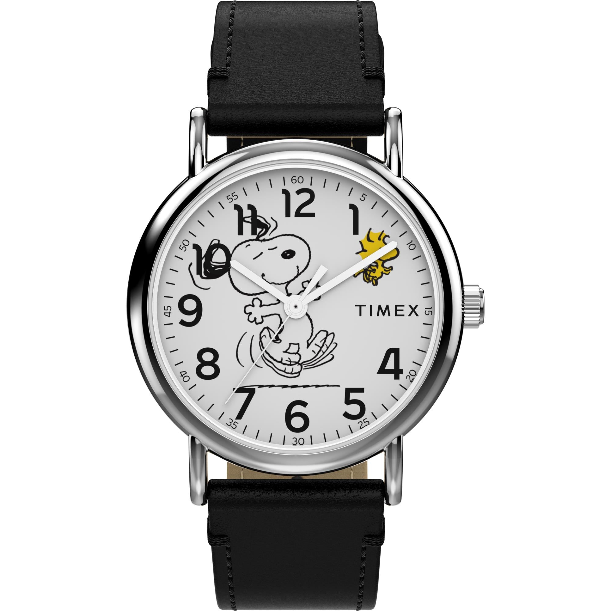 Timex X Peanuts Snoopy Dancing Quartz White Dial Leather Strap Unisex Watch TW2Y31000