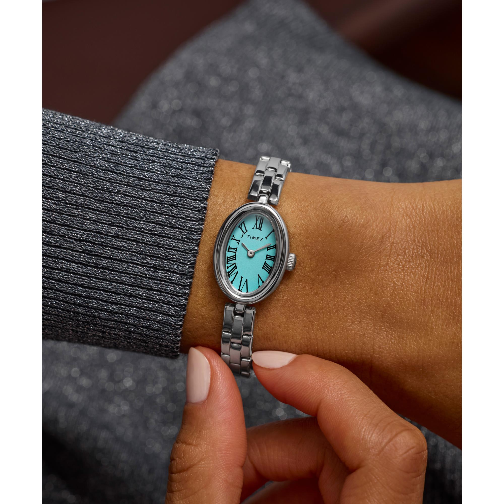 Timex Trend Cavatina Quartz Turquoise Dial Steel Strap Women's Watch TW2Y26600