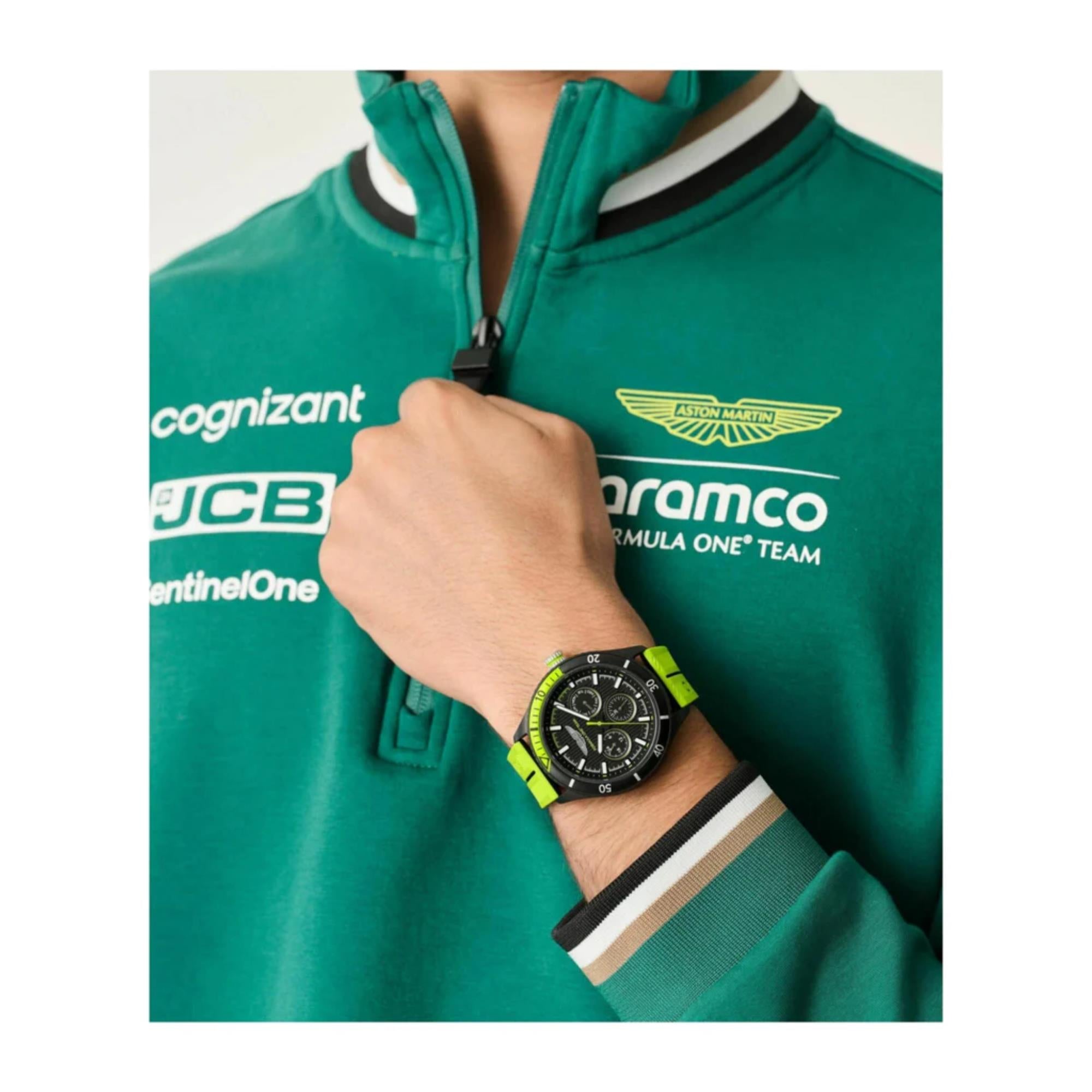 Aston Martin Formula 1 Quartz Chronograph Black Dial Silicone Strap Men's Watch MTFP1F502