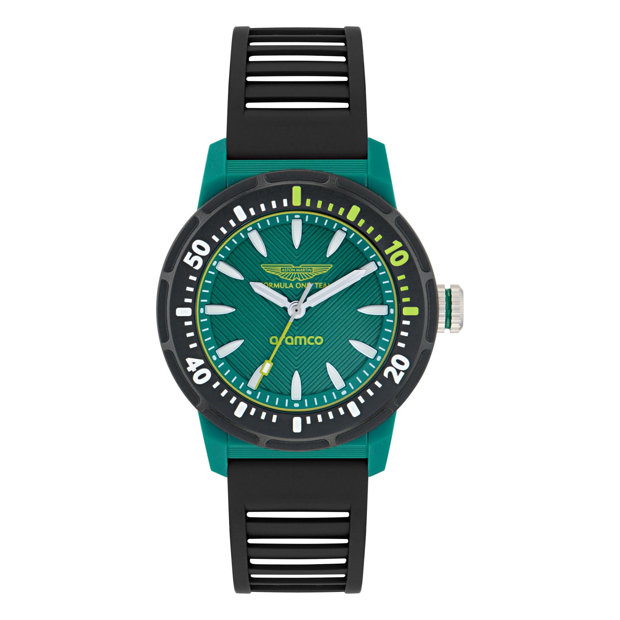 Aston Martin Formula 1 Quartz Green Dial Silicone Strap Unisex Watch MTFK1F502