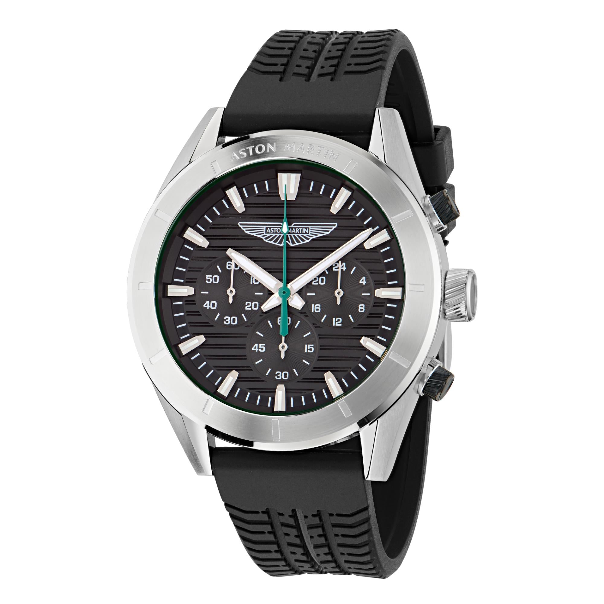 Aston Martin AML Icon Quartz with Interchangeable Top Ring Black Dial Silicone and Steel Strap Men's Watch MTIB1F501