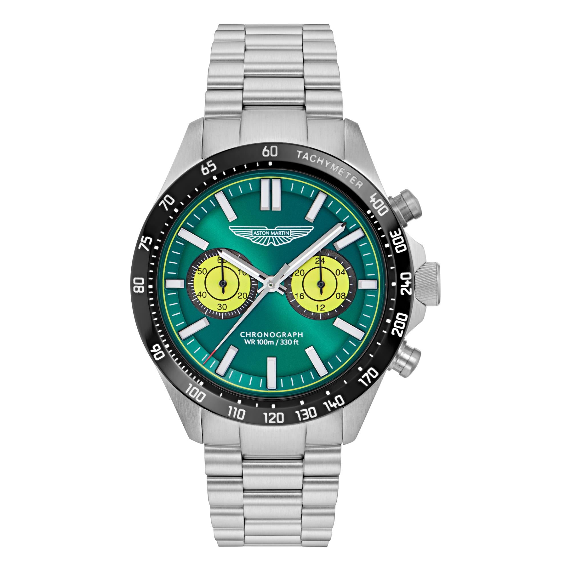 Aston Martin AML Icon Quartz Chronograph Green Dial Steel Strap Men's Watch MTIS1F502