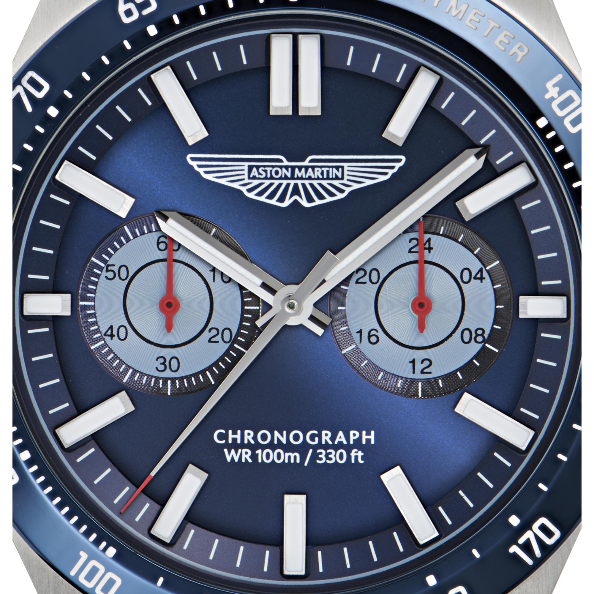 Aston Martin AML Icon Quartz Chronograph Blue Dial Steel Strap Men's Watch MTIS1F503