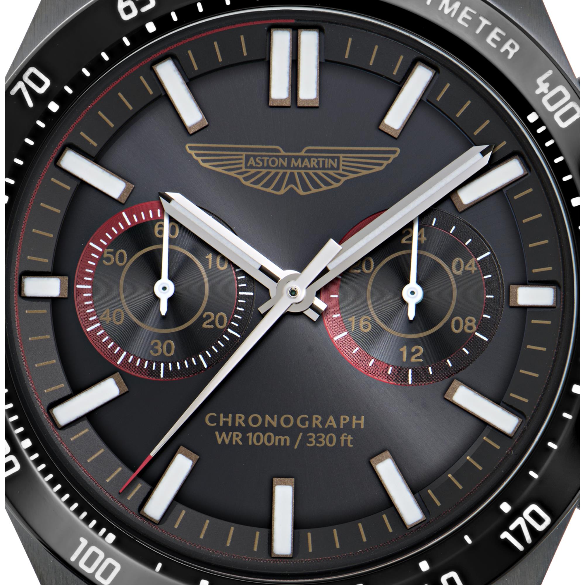 Aston Martin AML Icon Quartz Chronograph Black Dial Steel Strap Men's Watch MTIS1F504