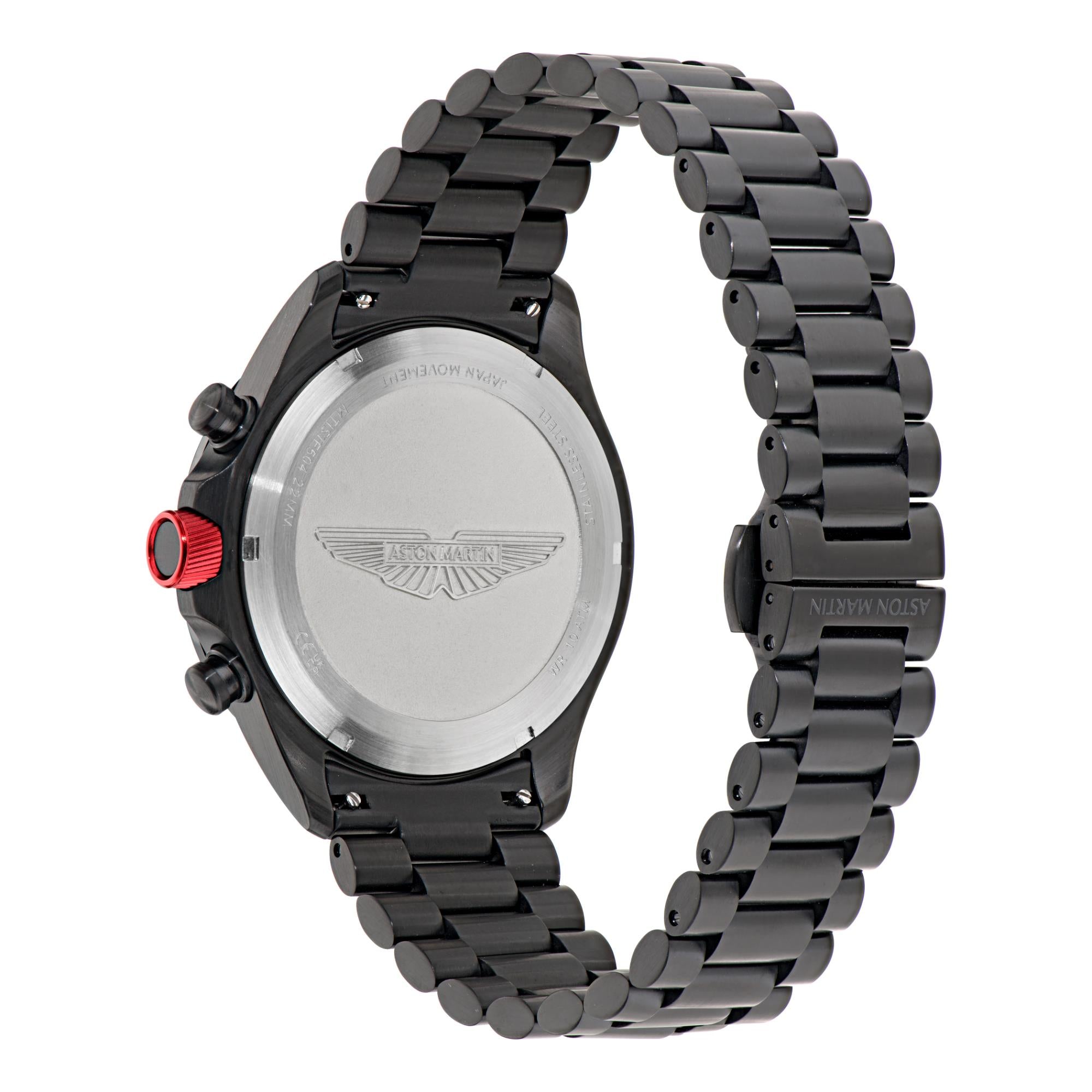 Aston Martin AML Icon Quartz Chronograph Black Dial Steel Strap Men's Watch MTIS1F504