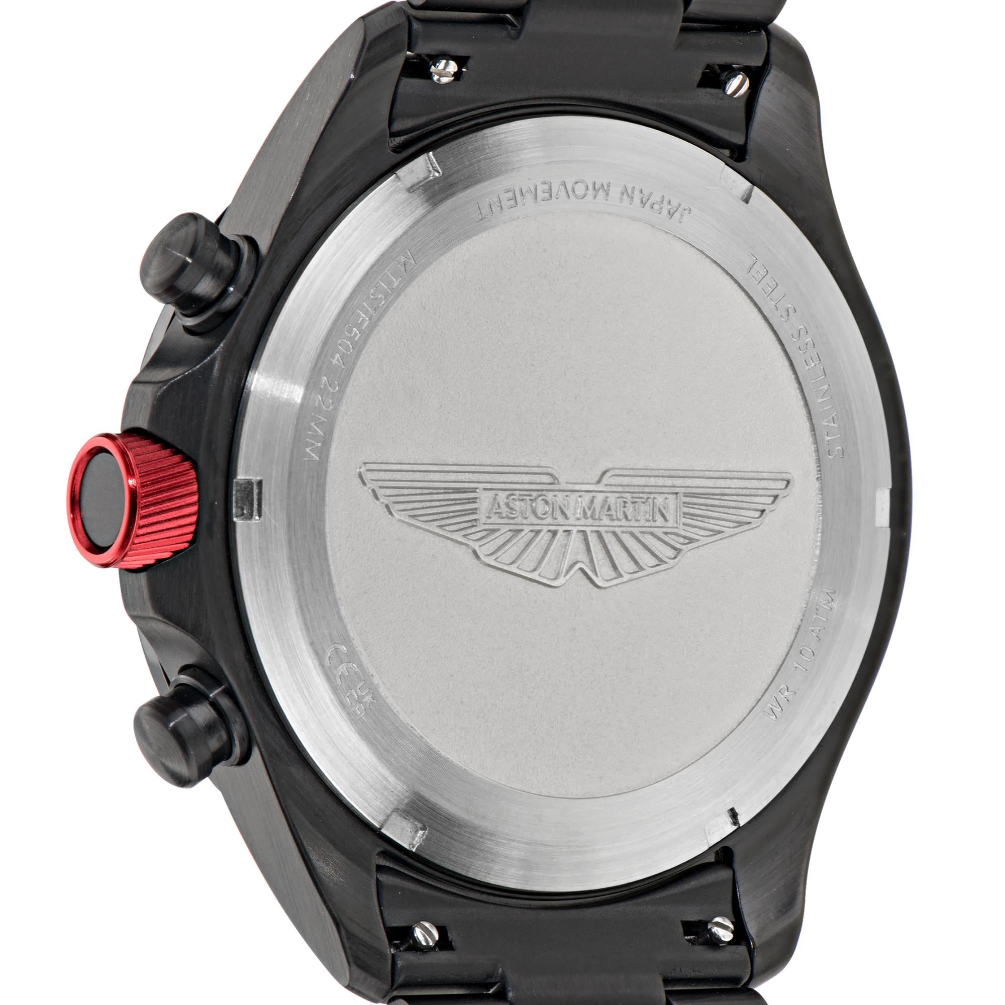 Aston Martin AML Icon Quartz Chronograph Black Dial Steel Strap Men's Watch MTIS1F504