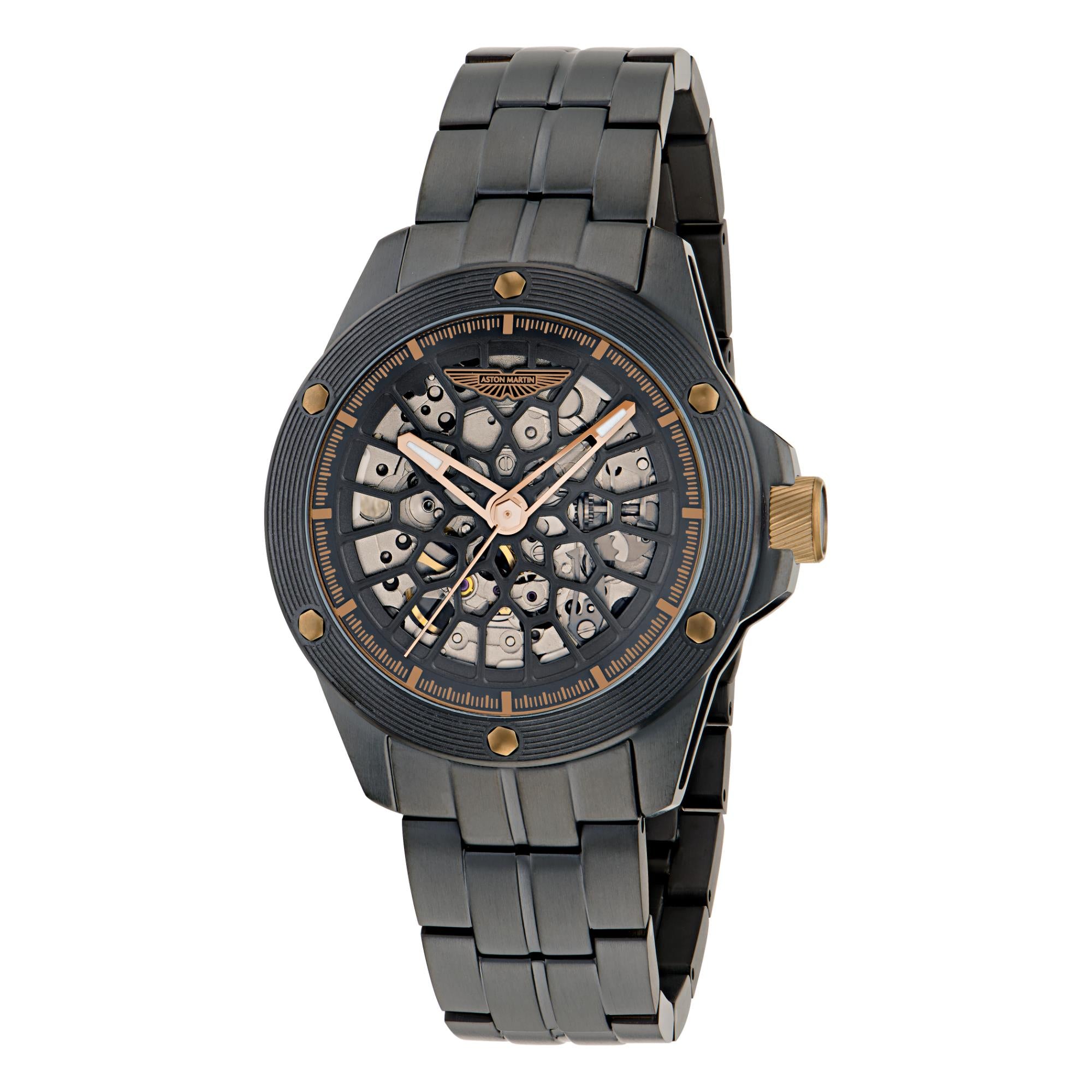 Aston Martin Automatic Black Dial IP Black RSST Bracelet Men's Watch MTRR1F503