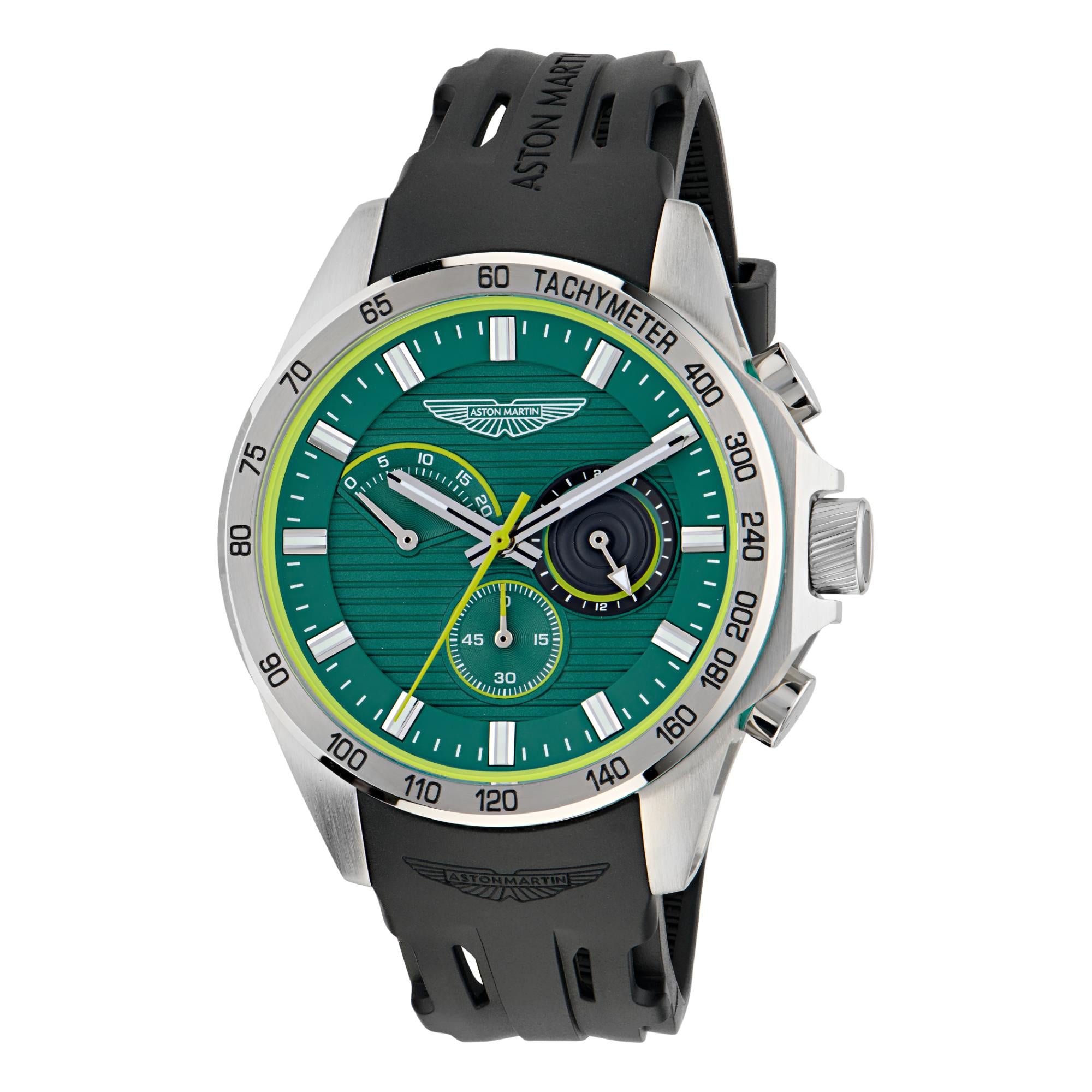 Aston Martin AML Thrill  Quartz Chronograph Green Dial Silicone Strap Men's Watch MTRH1F502