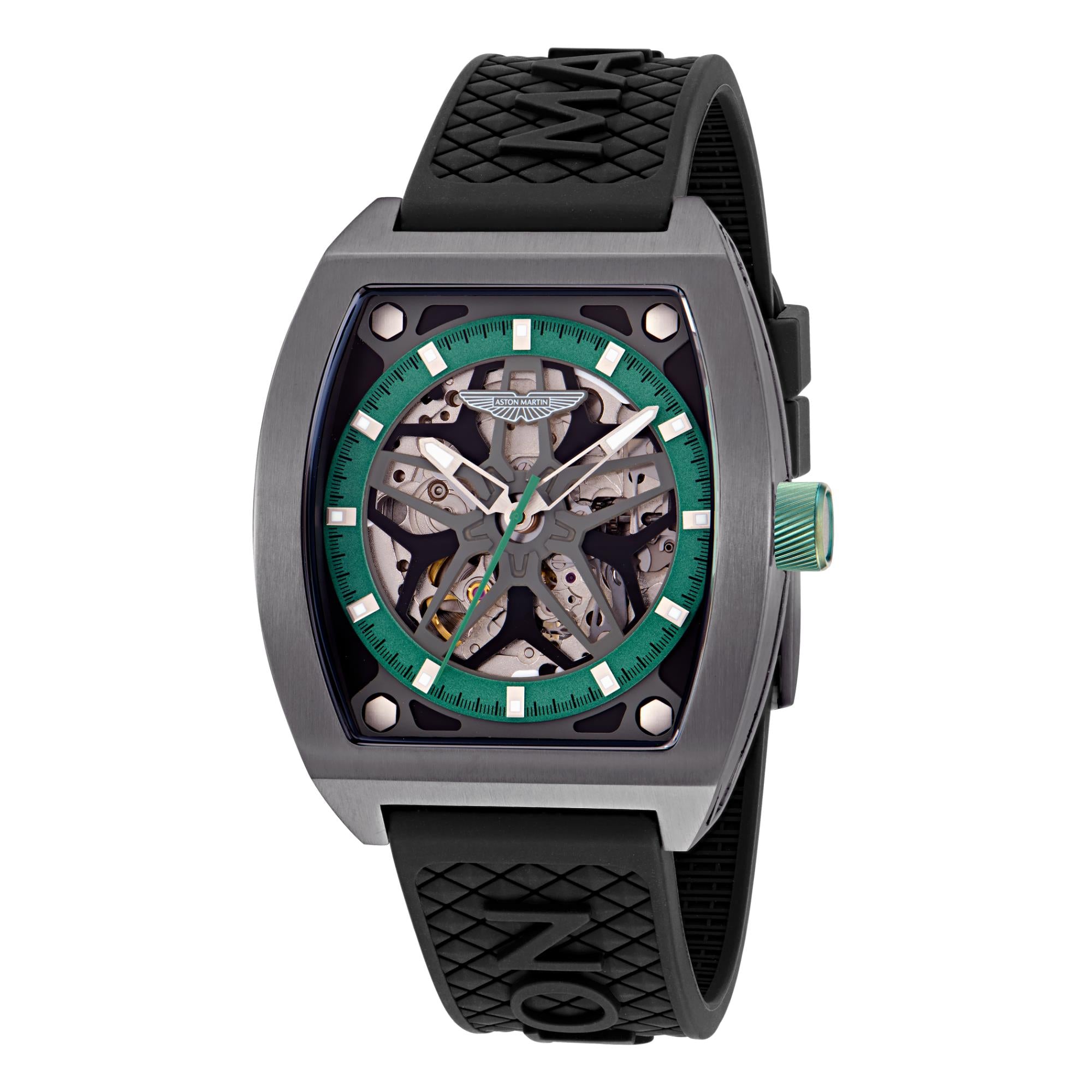 Aston Martin AML Thrill Automatic Green Dial Silicone Strap Men's Watch MTRT1F502