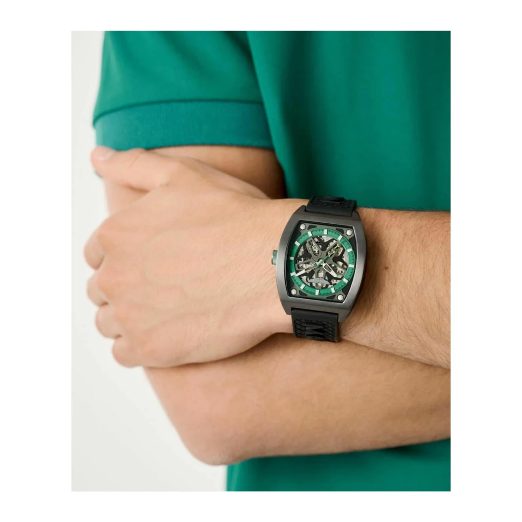 Aston Martin AML Thrill Automatic Green Dial Silicone Strap Men's Watch MTRT1F502