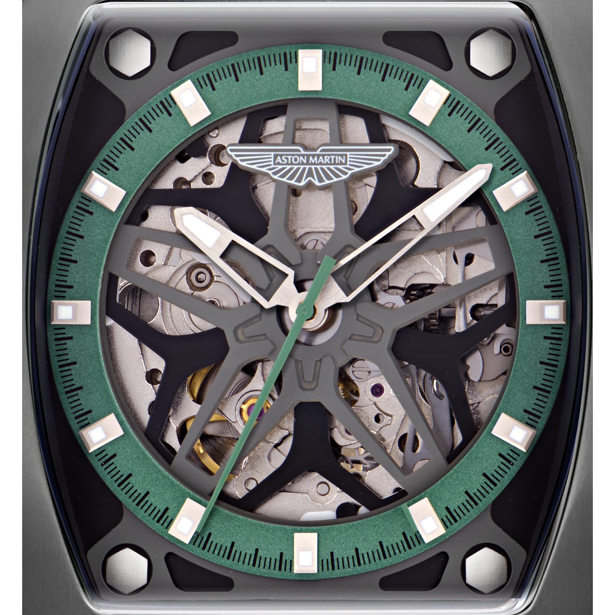 Aston Martin AML Thrill Automatic Green Dial Silicone Strap Men's Watch MTRT1F502